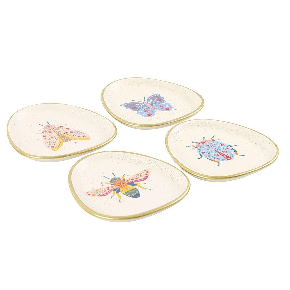 Multi - Something Different - Set of 4 Floral Bug Trinket Dishes - 3