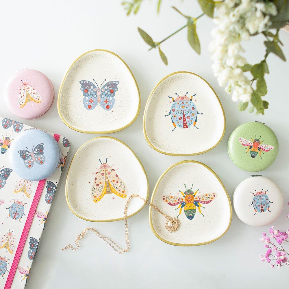 Multi - Something Different - Set of 4 Floral Bug Trinket Dishes - 4