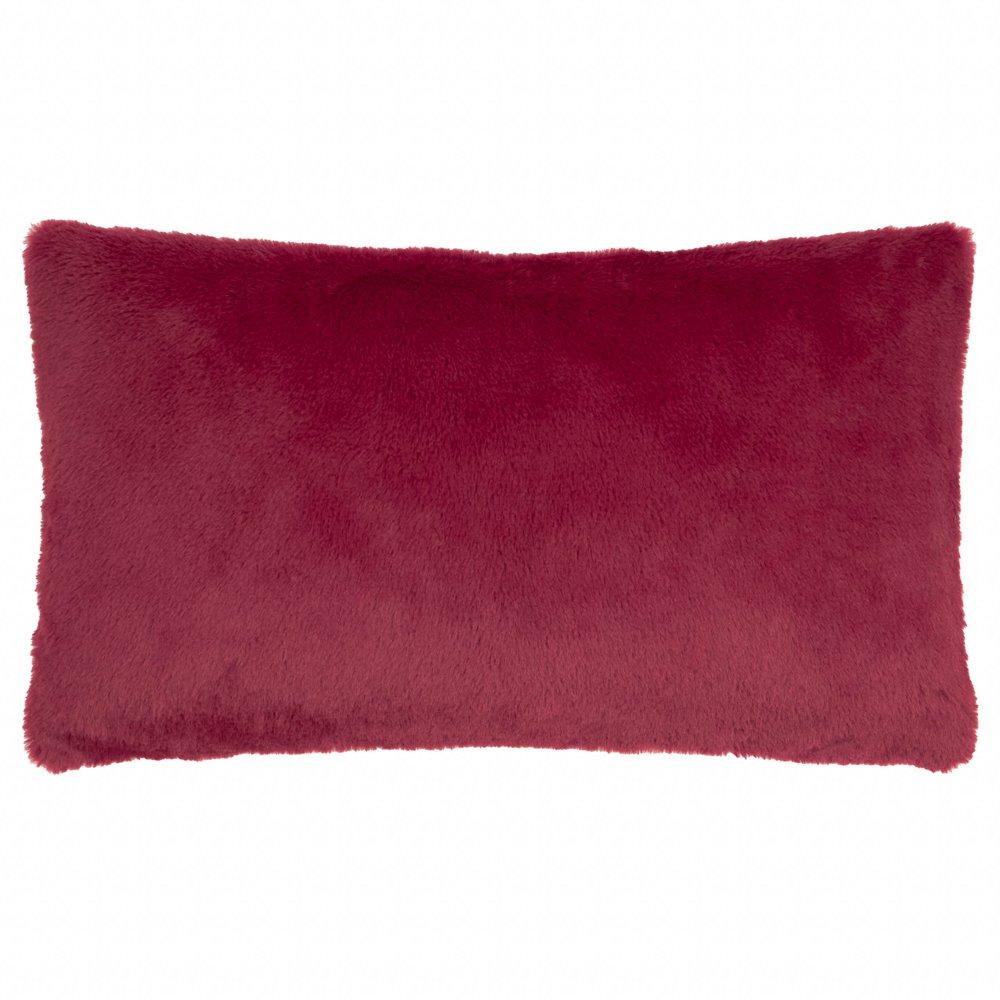Burgundy/Pink - Furn - Merry Christmas Faux Fur Stripe Cushion - 2