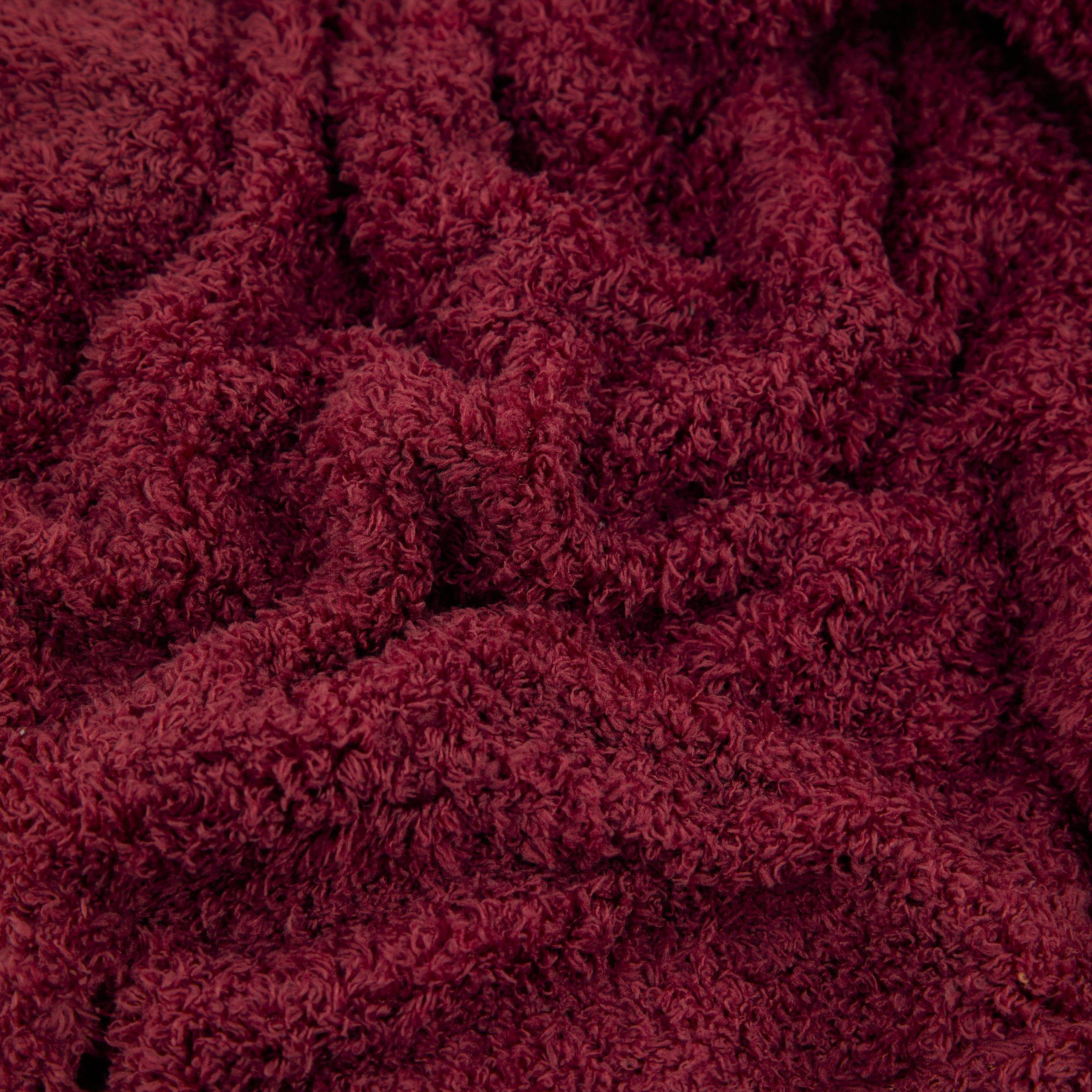 Burgundy - Furn - Harlan Borg Sherpa Tasselled Throw - 2