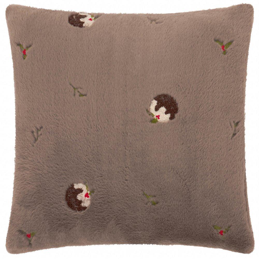 Mocha - Furn - Festive Puddings Faux Fur Cushion - 1