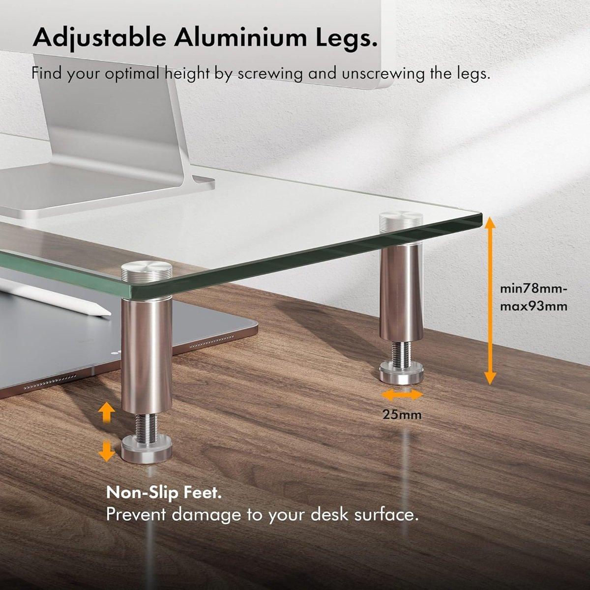 White - VonHaus - XL Glass Monitor Stand - 3