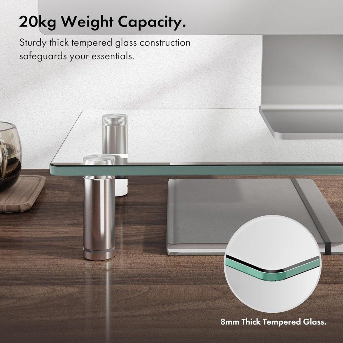 White - VonHaus - XL Glass Monitor Stand - 4