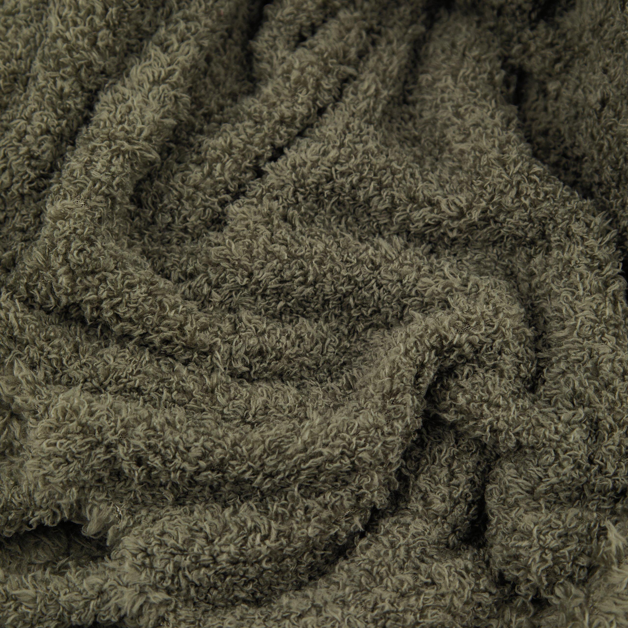 Olive - Furn - Harlan Borg Sherpa Tasselled Throw - 2