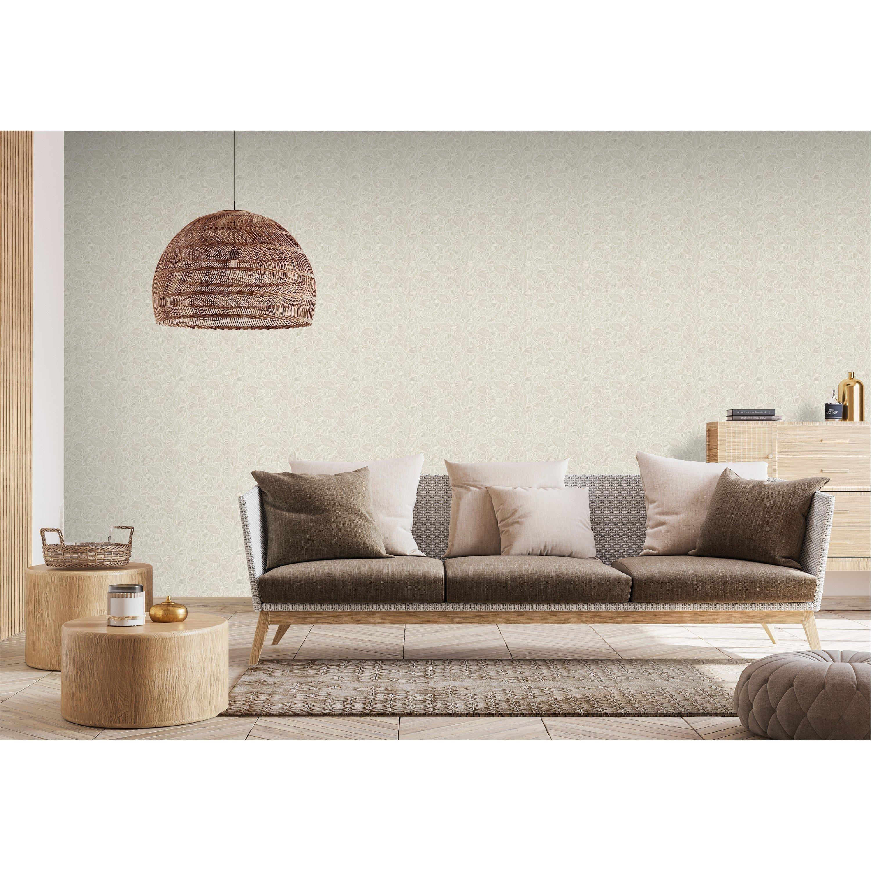 Neutral - Arthouse - Leaf Print Neutral Wallpaper - 3