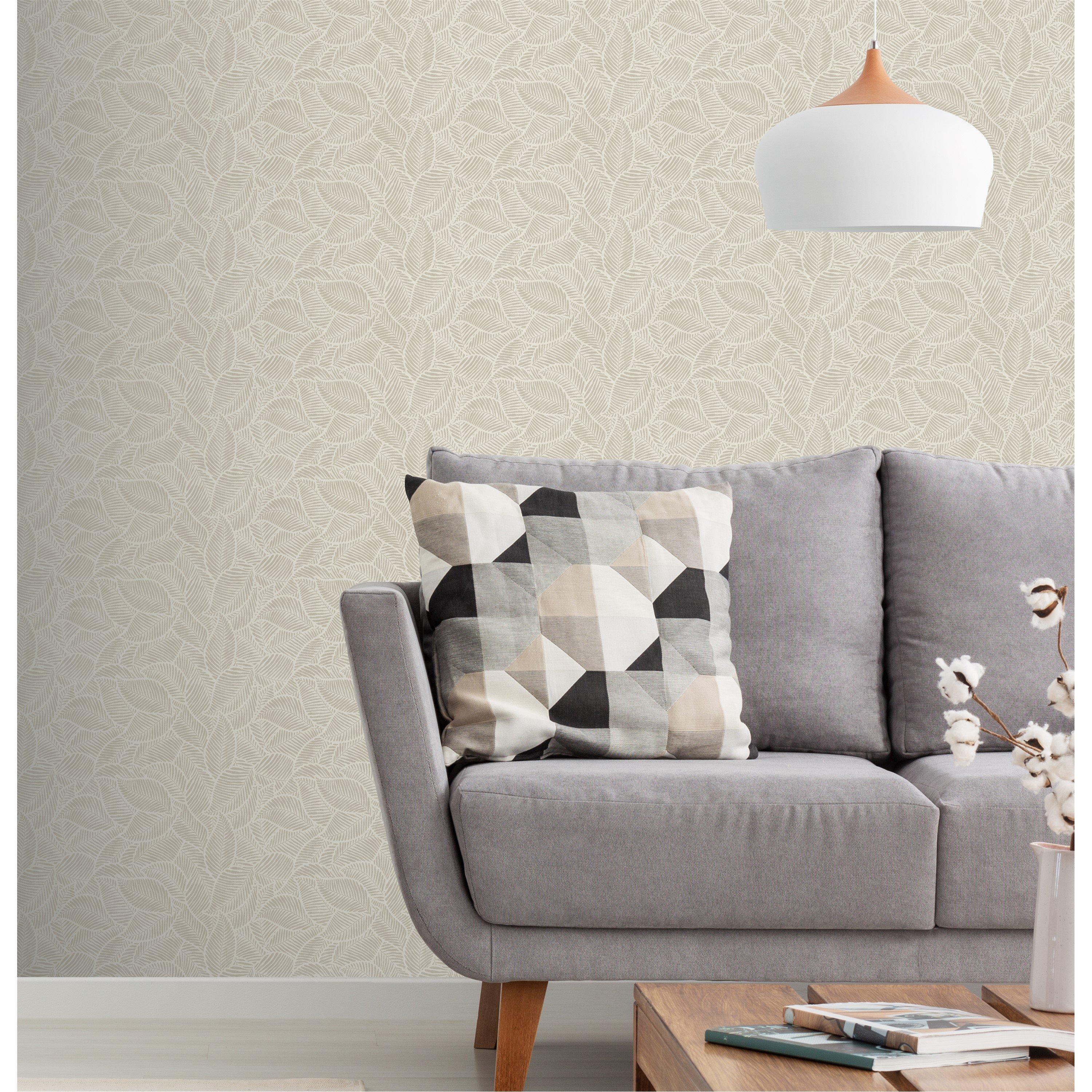 Neutral - Arthouse - Leaf Print Neutral Wallpaper - 4