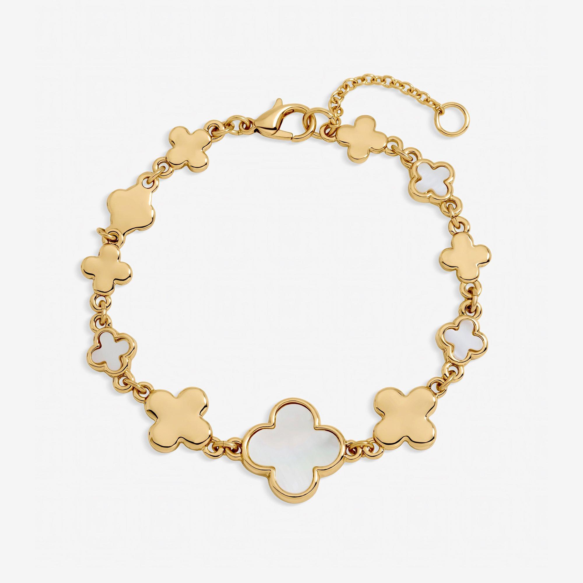 Gold - Inicio - Gold Polished Clover Bracelet - Gift Pouch