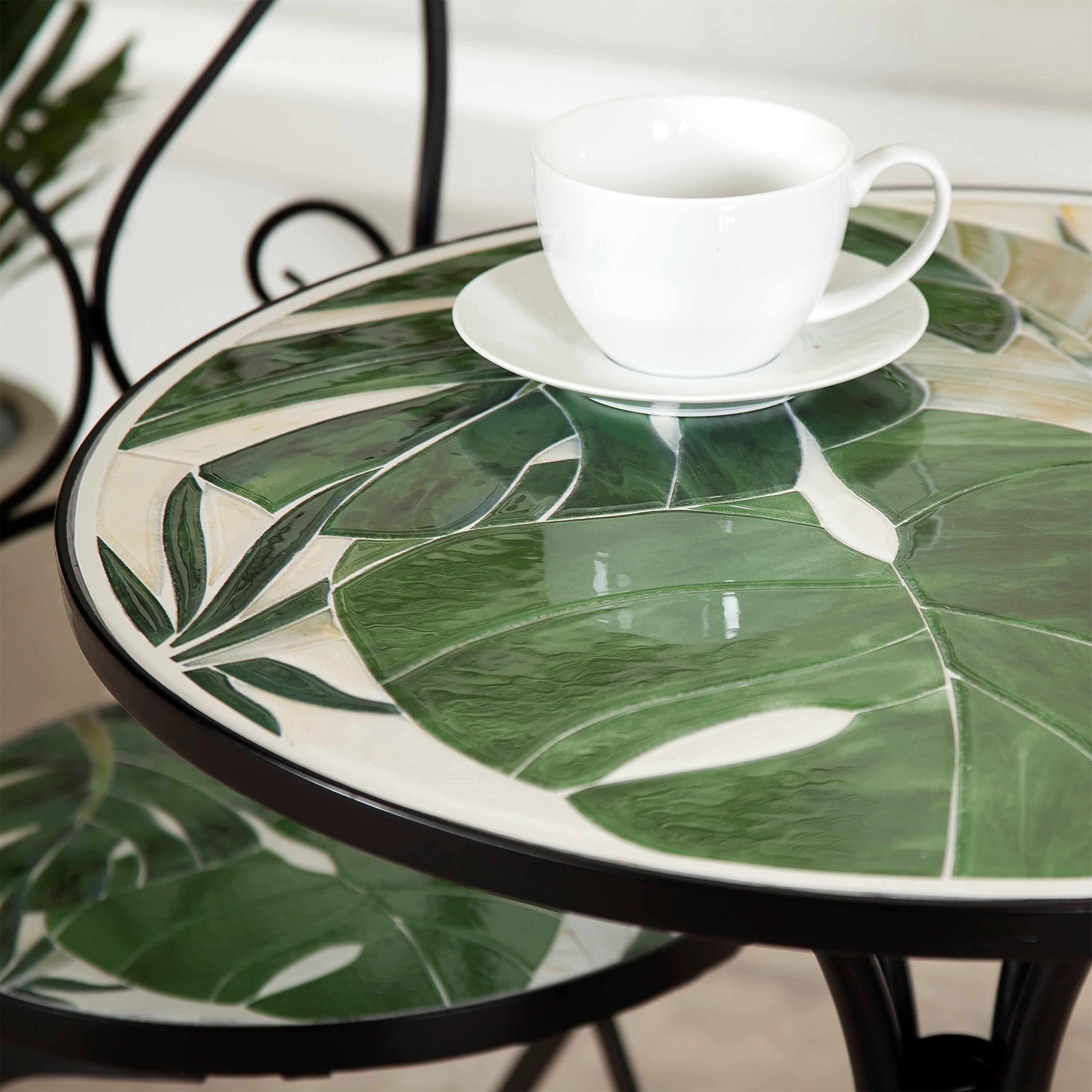 Green And Black - Suntime - Leaf Pattern Bistro Set - 2