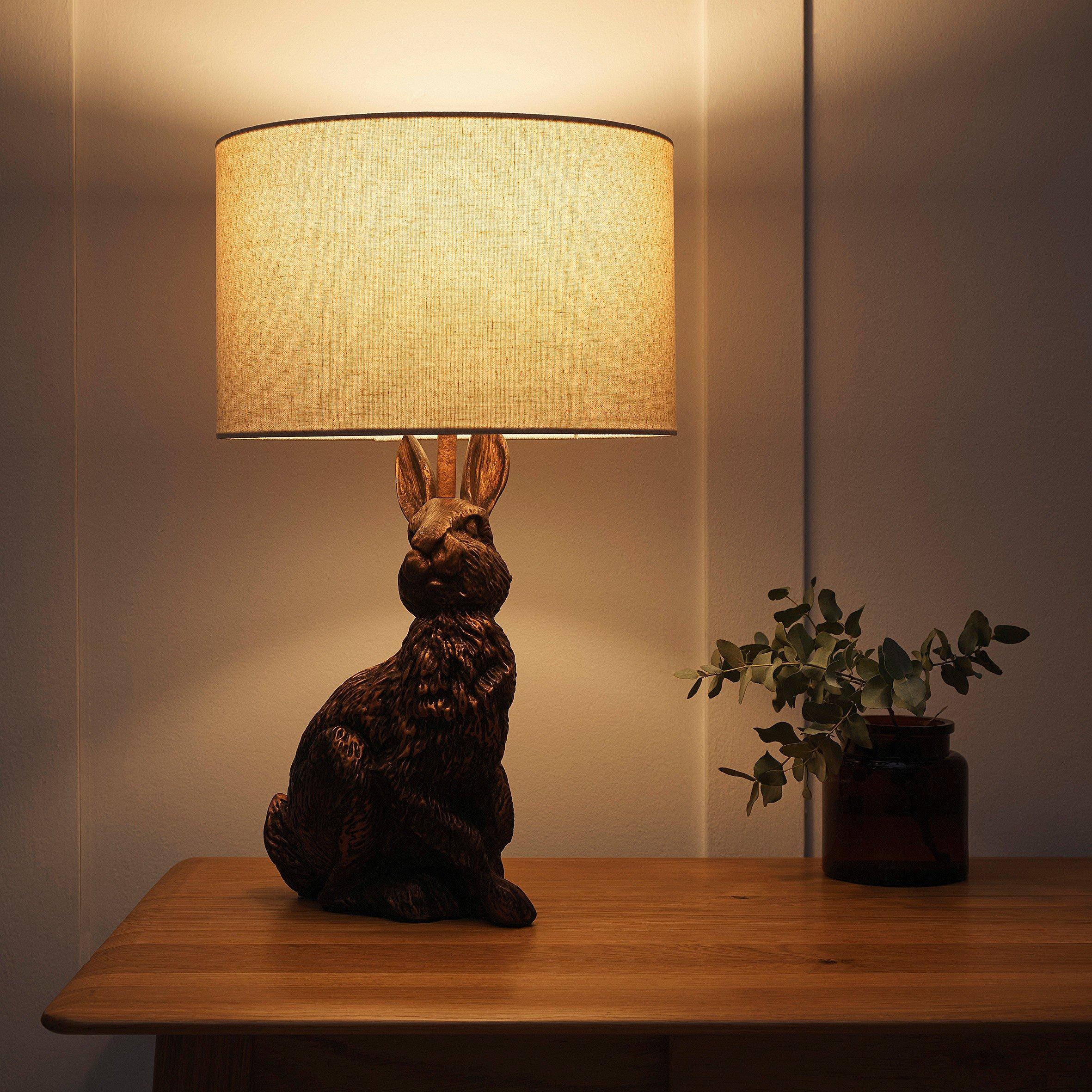 Red Copper - K Living - Bunny Red Copper Resin Table Lamp with Linen Shade - 2
