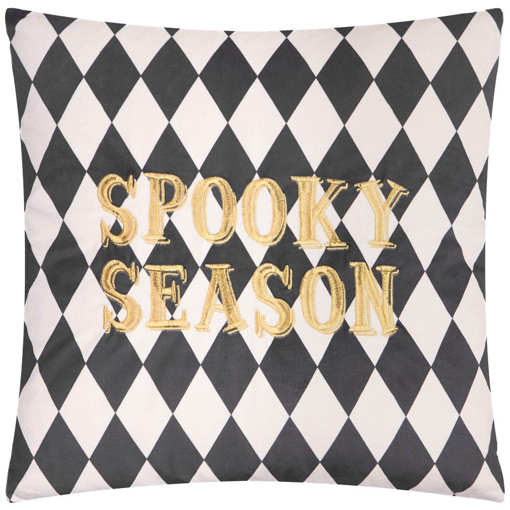 Gold/Mono - Furn - Spooky Season Velvet Halloween Cushion - 1