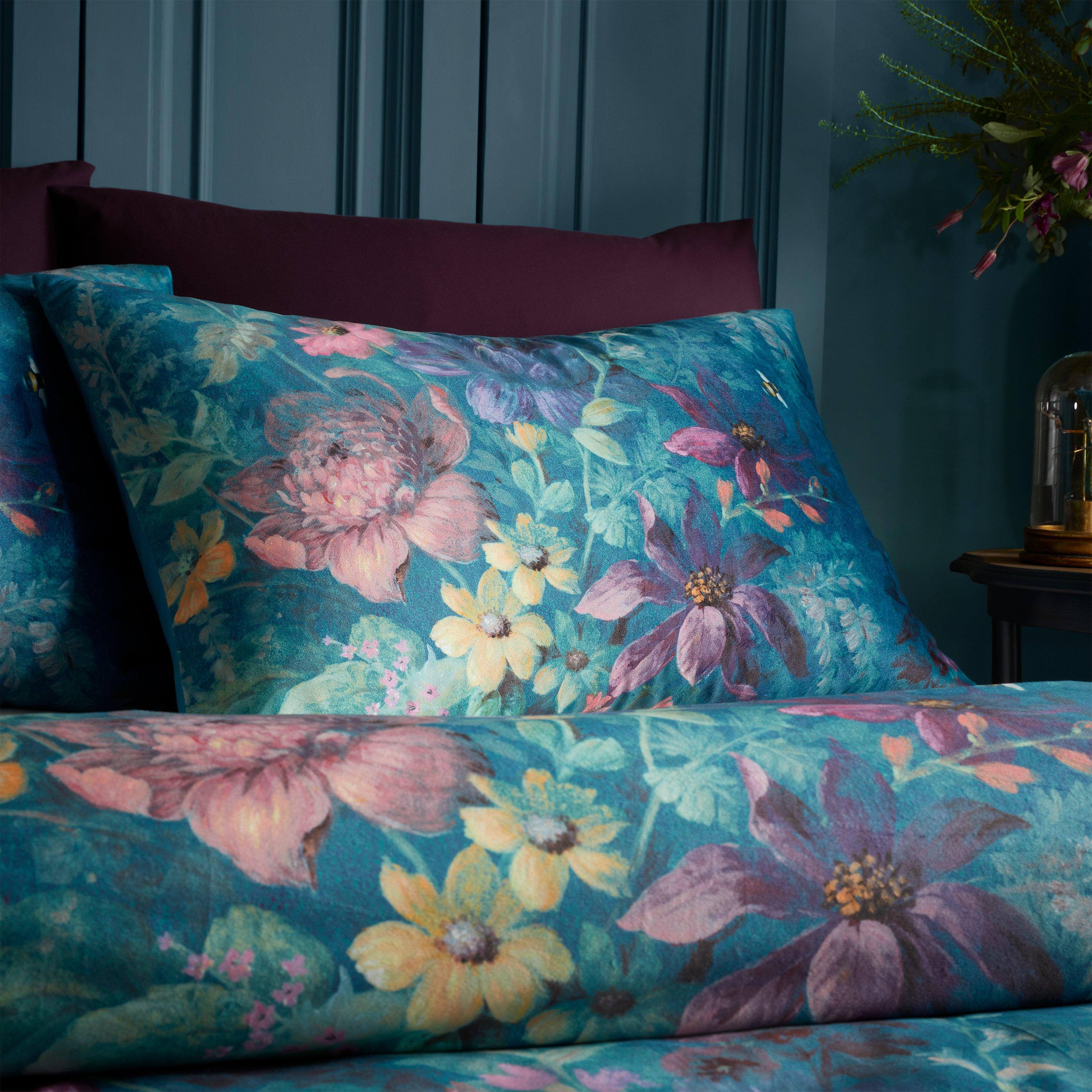 Teal - Catherine Lansfield - By CL Romantic Floral Duvet Cover Set - 2