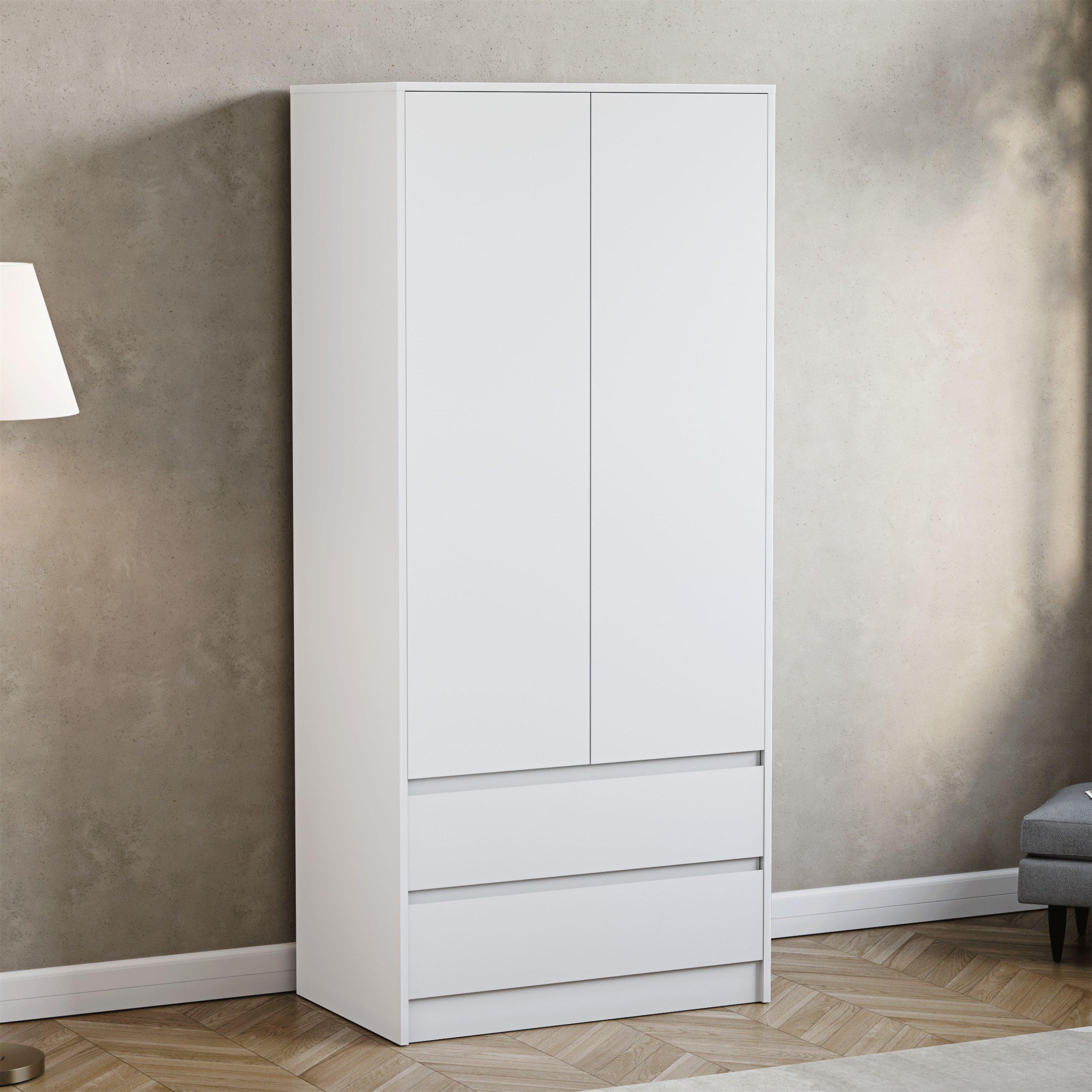 White - Lassic - Vida Designs Denver 2 Door Wardrobe With Drawers - 1