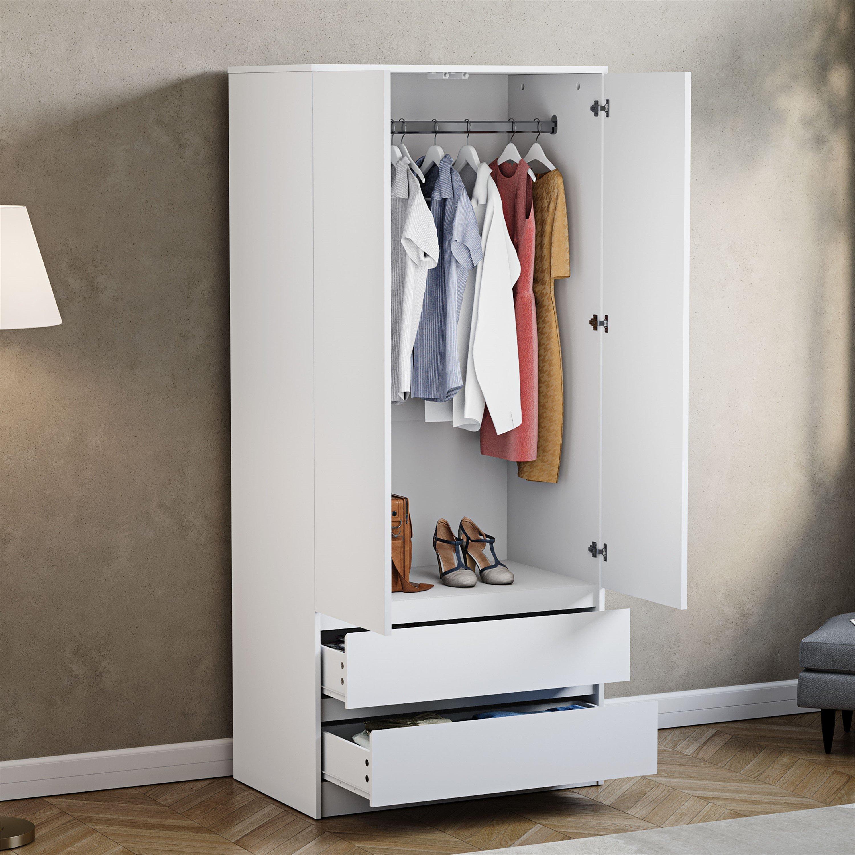White - Lassic - Vida Designs Denver 2 Door Wardrobe With Drawers - 3