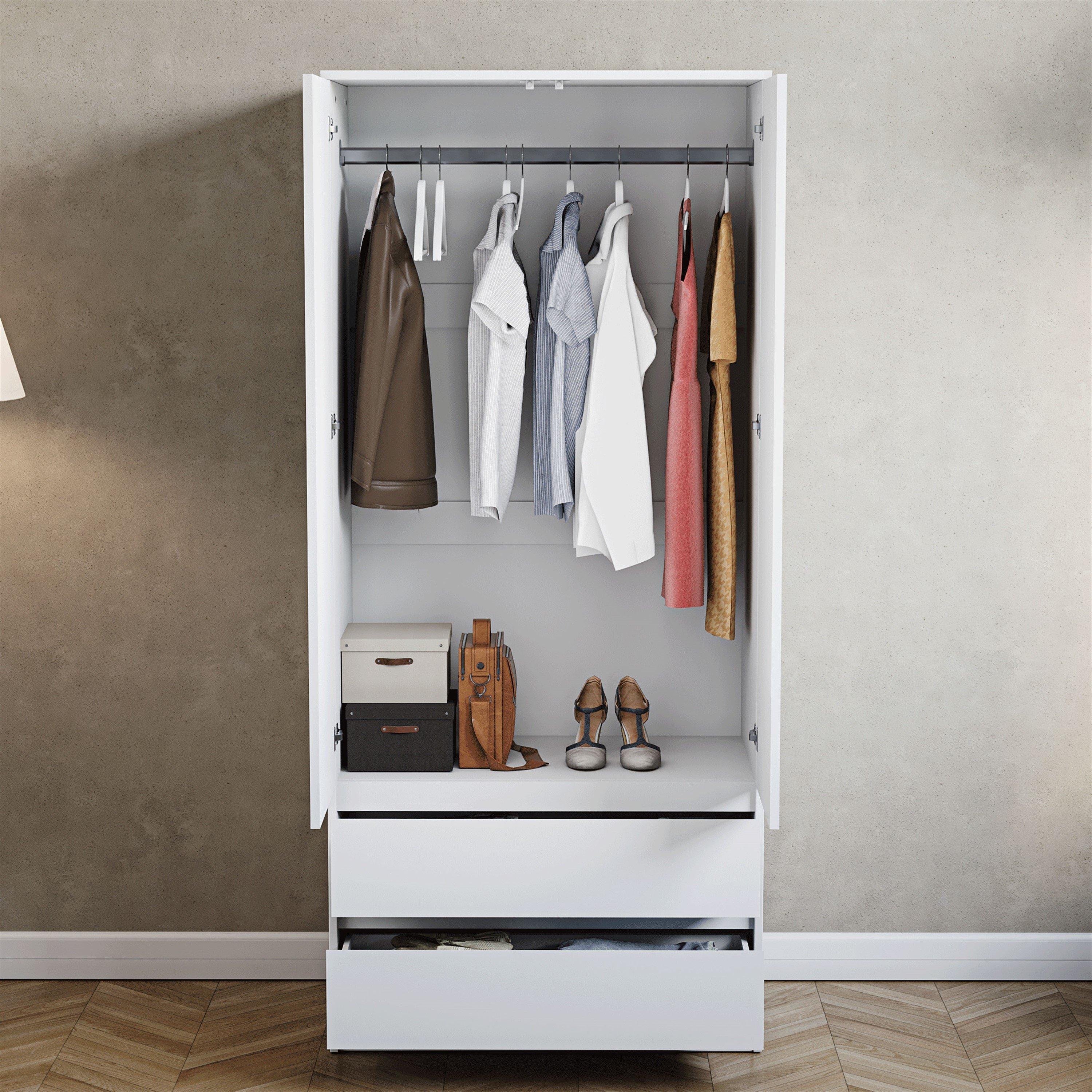 White - Lassic - Vida Designs Denver 2 Door Wardrobe With Drawers - 4