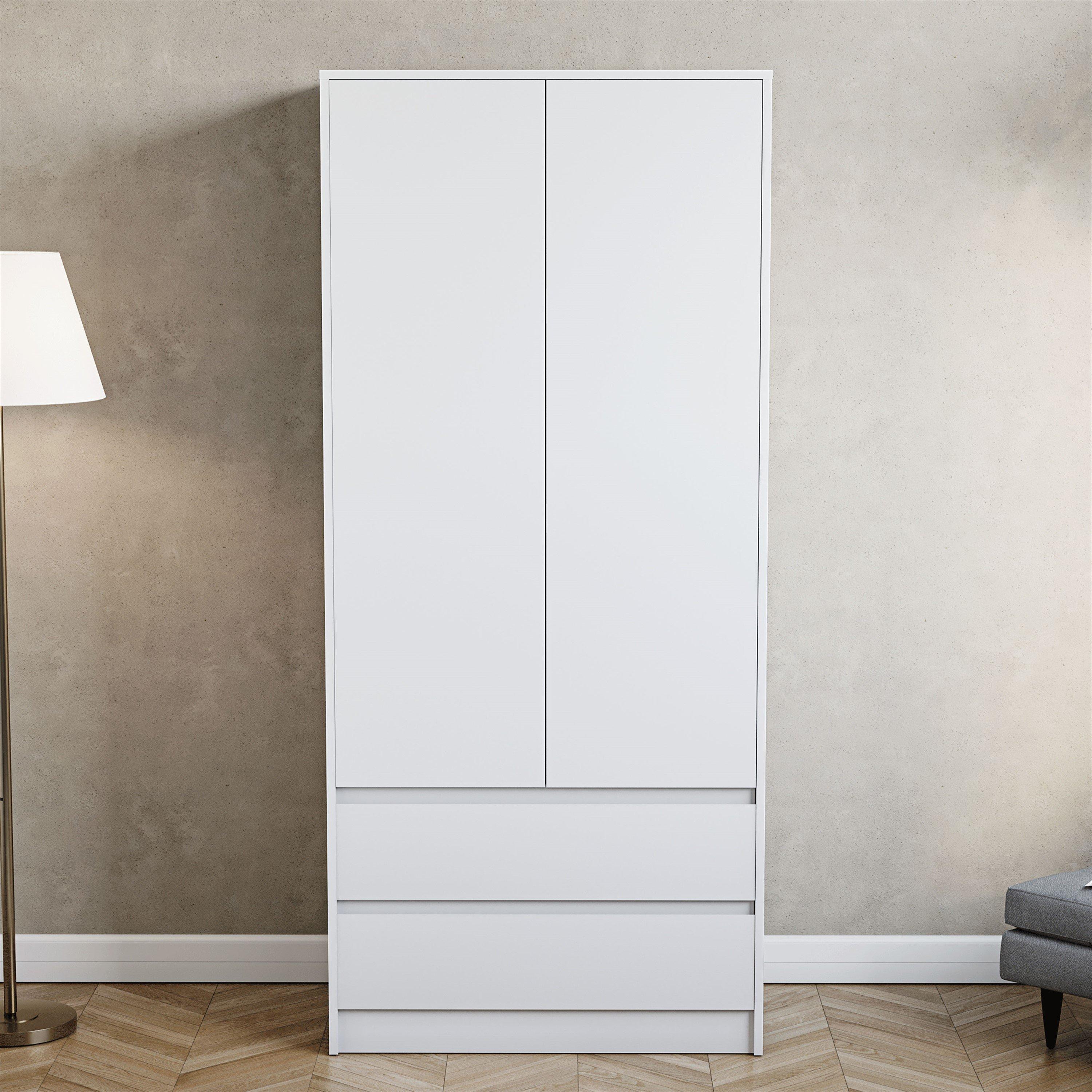 White - Lassic - Vida Designs Denver 2 Door Wardrobe With Drawers - 5