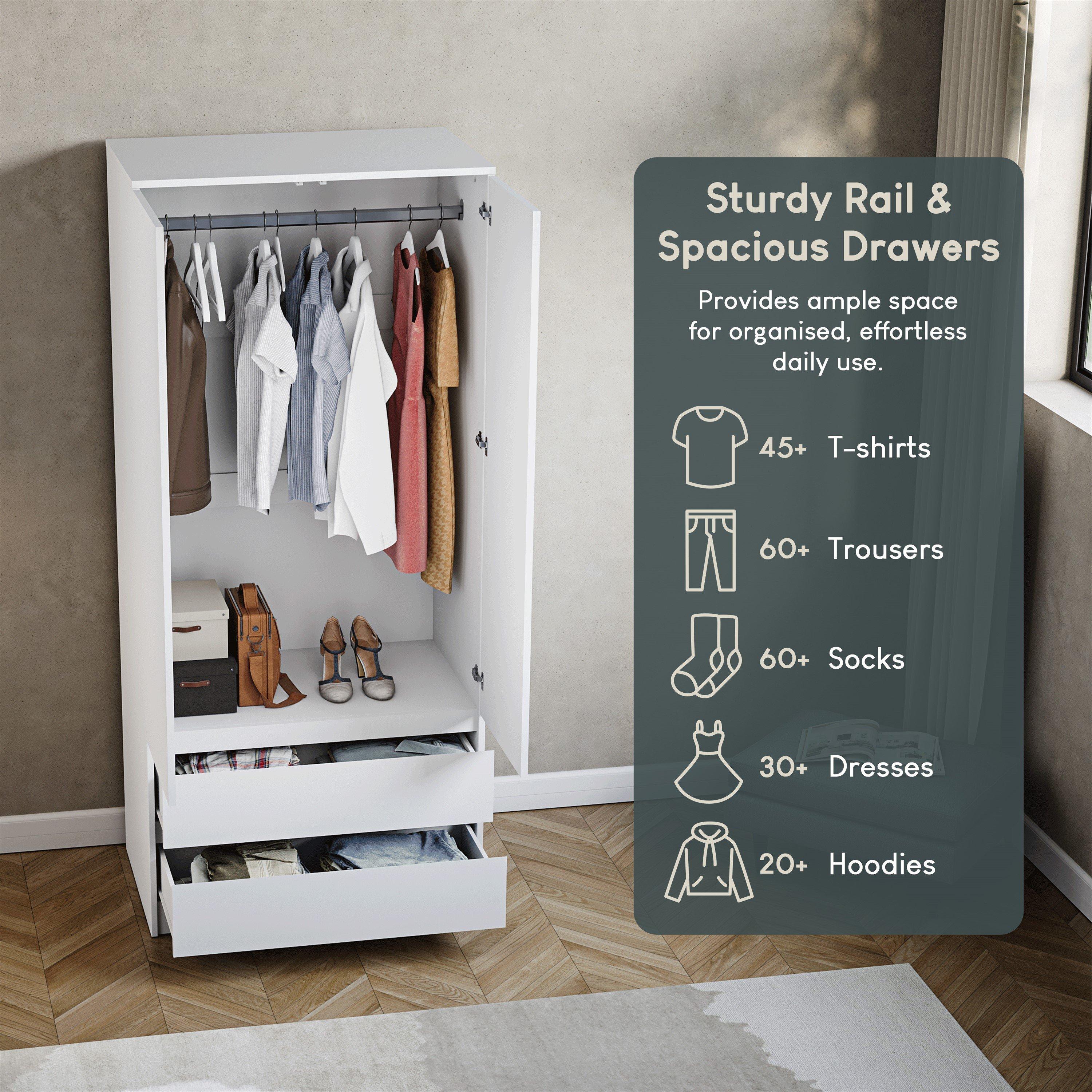 White - Lassic - Vida Designs Denver 2 Door Wardrobe With Drawers - 6