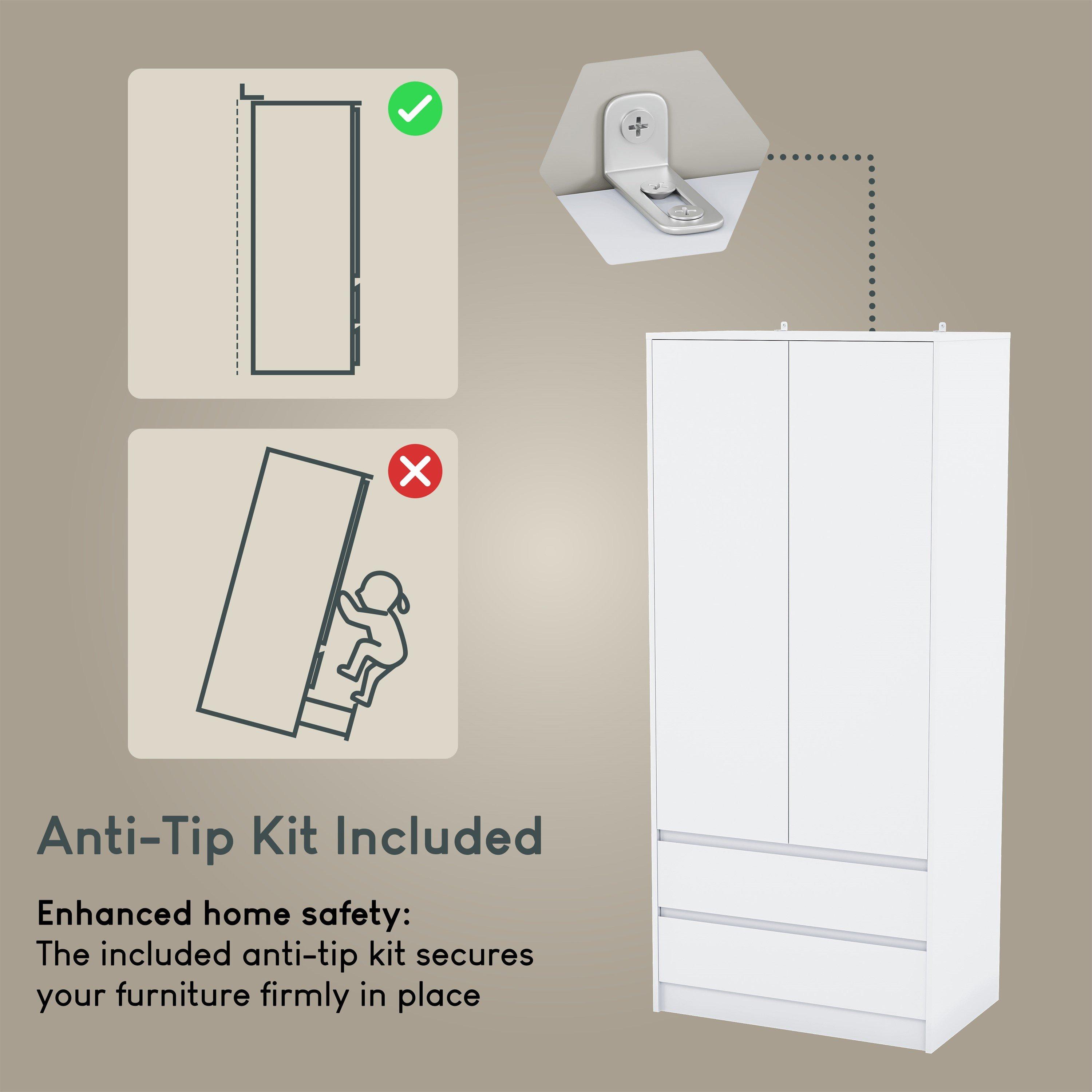 White - Lassic - Vida Designs Denver 2 Door Wardrobe With Drawers - 8