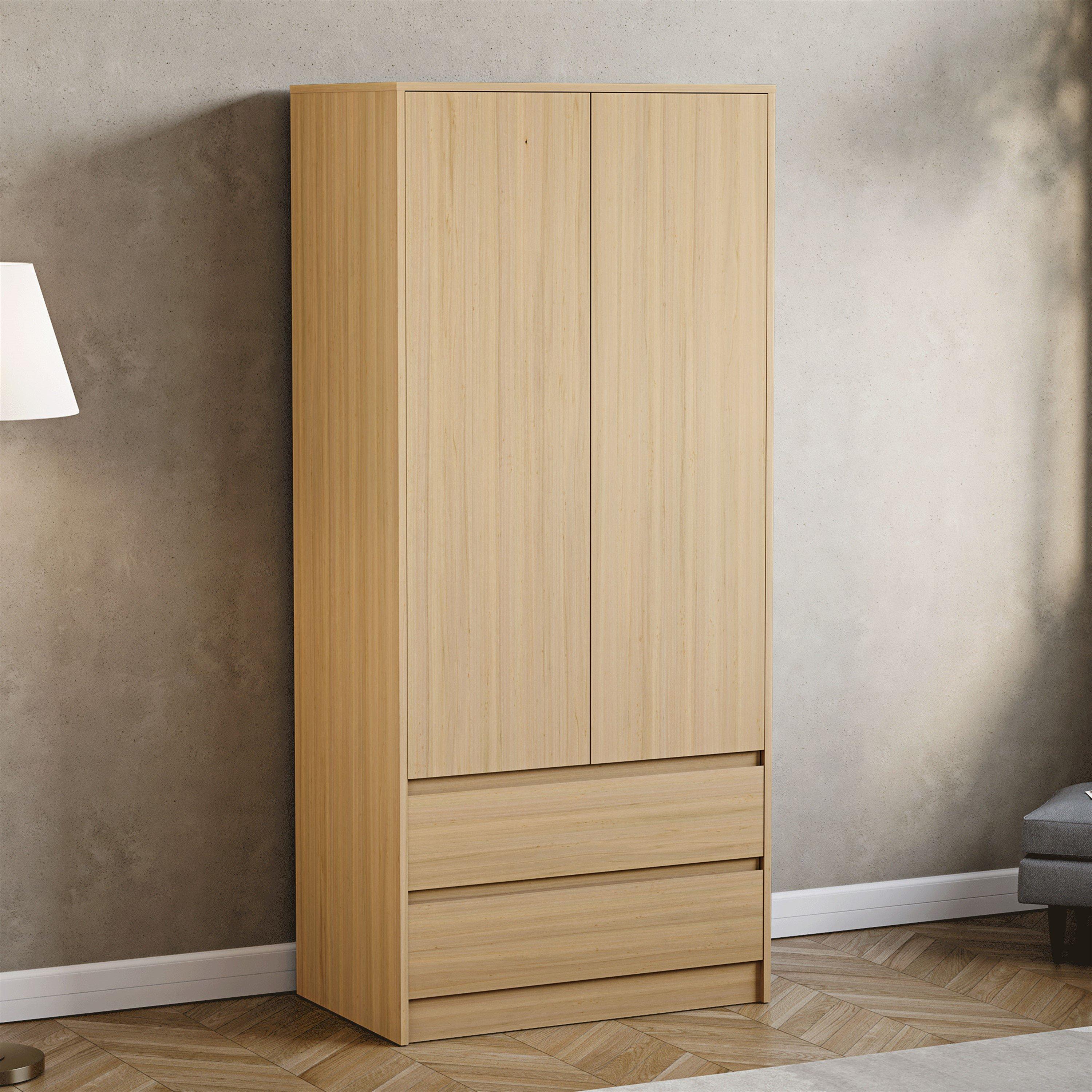 Lassic Vida Designs Denver 2 Door Wardrobe With Drawers Beige - Image 3