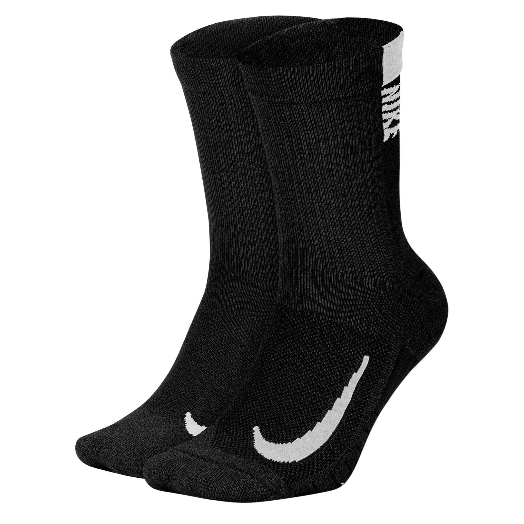 Zwart - Nike - Multiplier Crew Running Socks 2 Pack Unisex Adults - 2