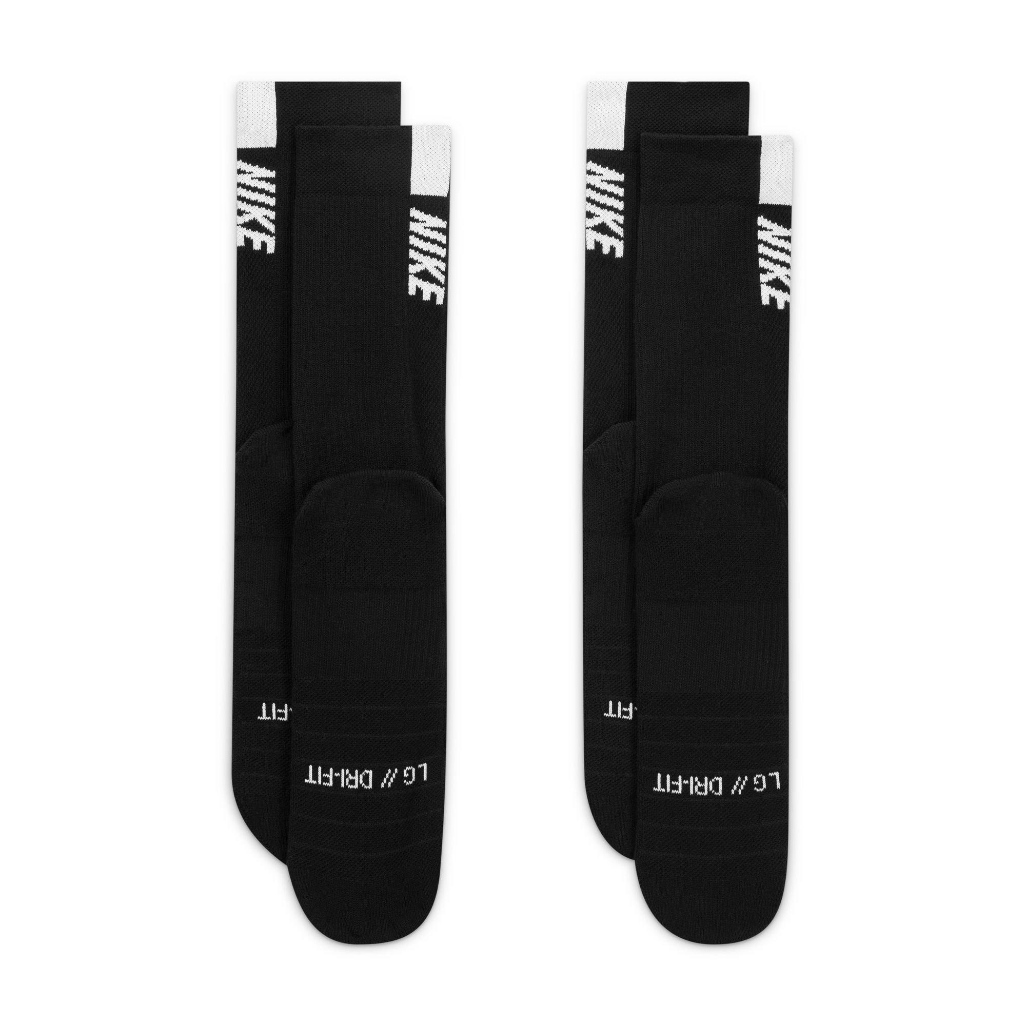 Zwart - Nike - Multiplier Crew Running Socks 2 Pack Unisex Adults - 6