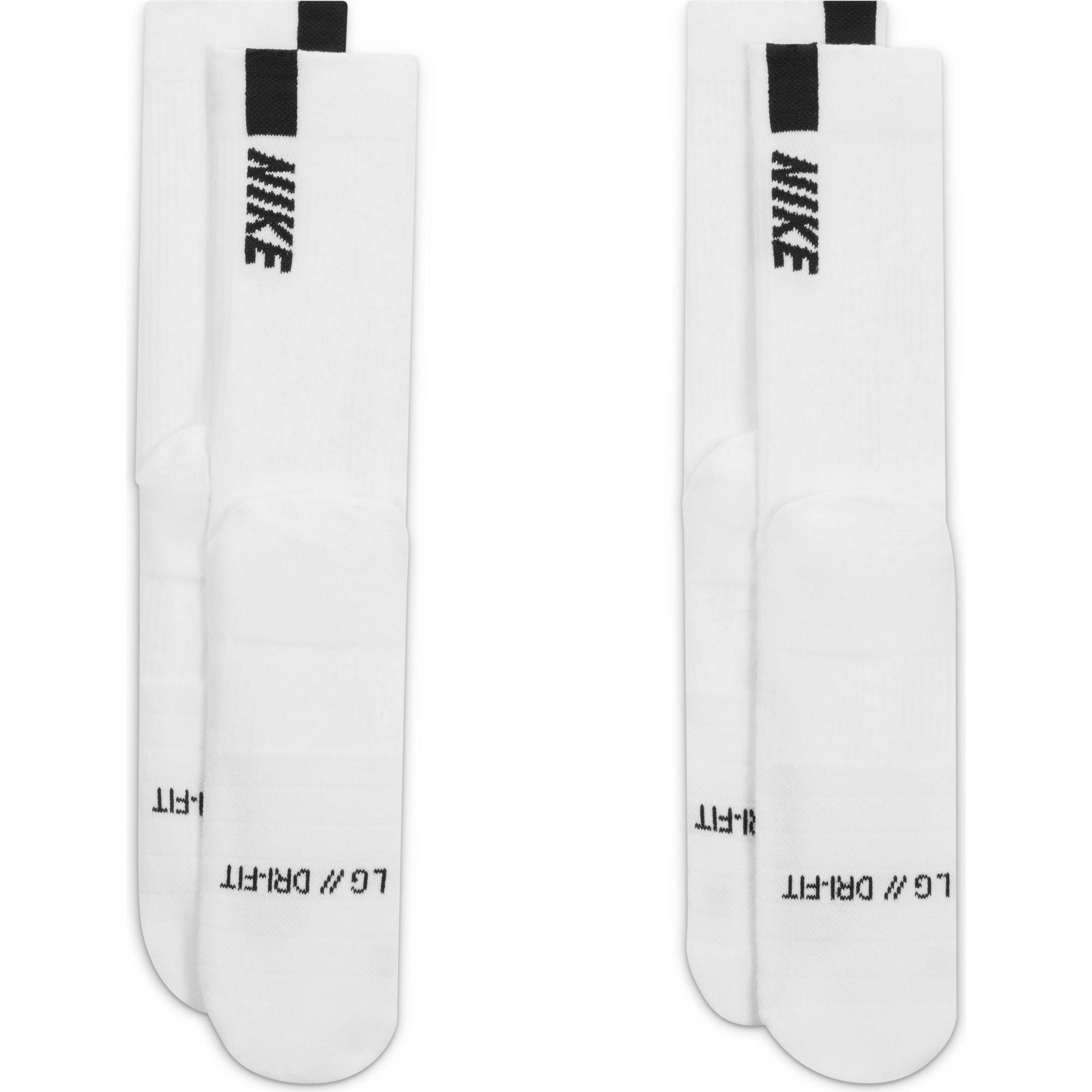Weiß/Schwarz - Nike - Multiplier Crew Running Socks 2 Pack Unisex Adults - 5