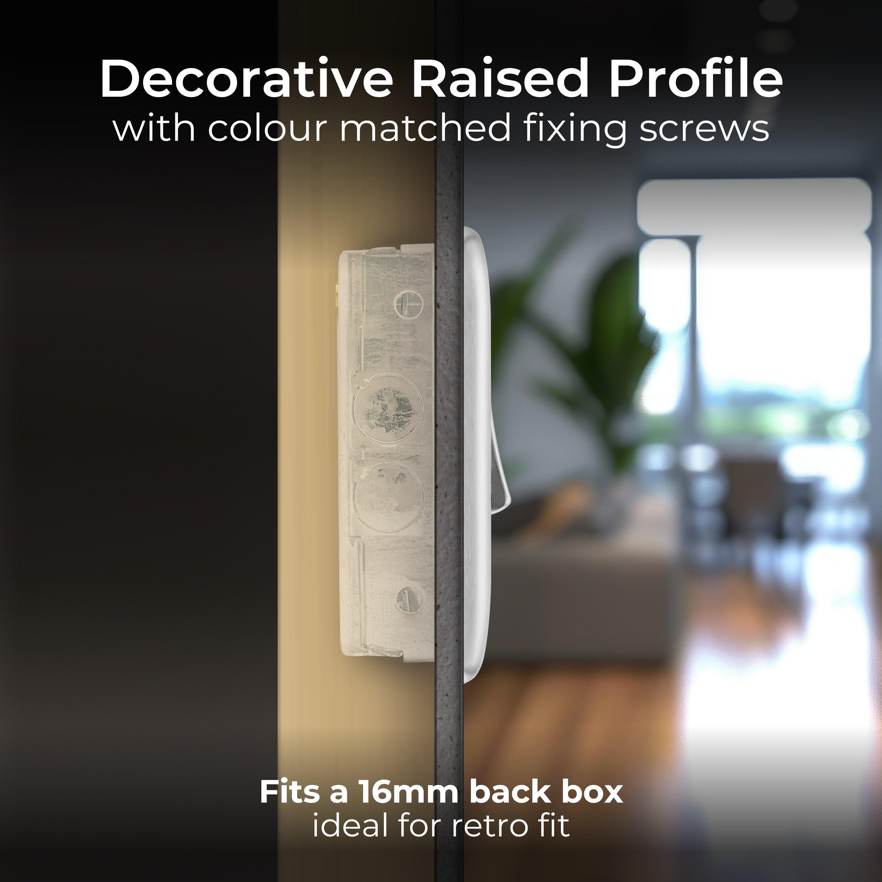 Brushed Steel - Luceco - BG Nexus Metal Double Light Switch Brushed Steel - 5