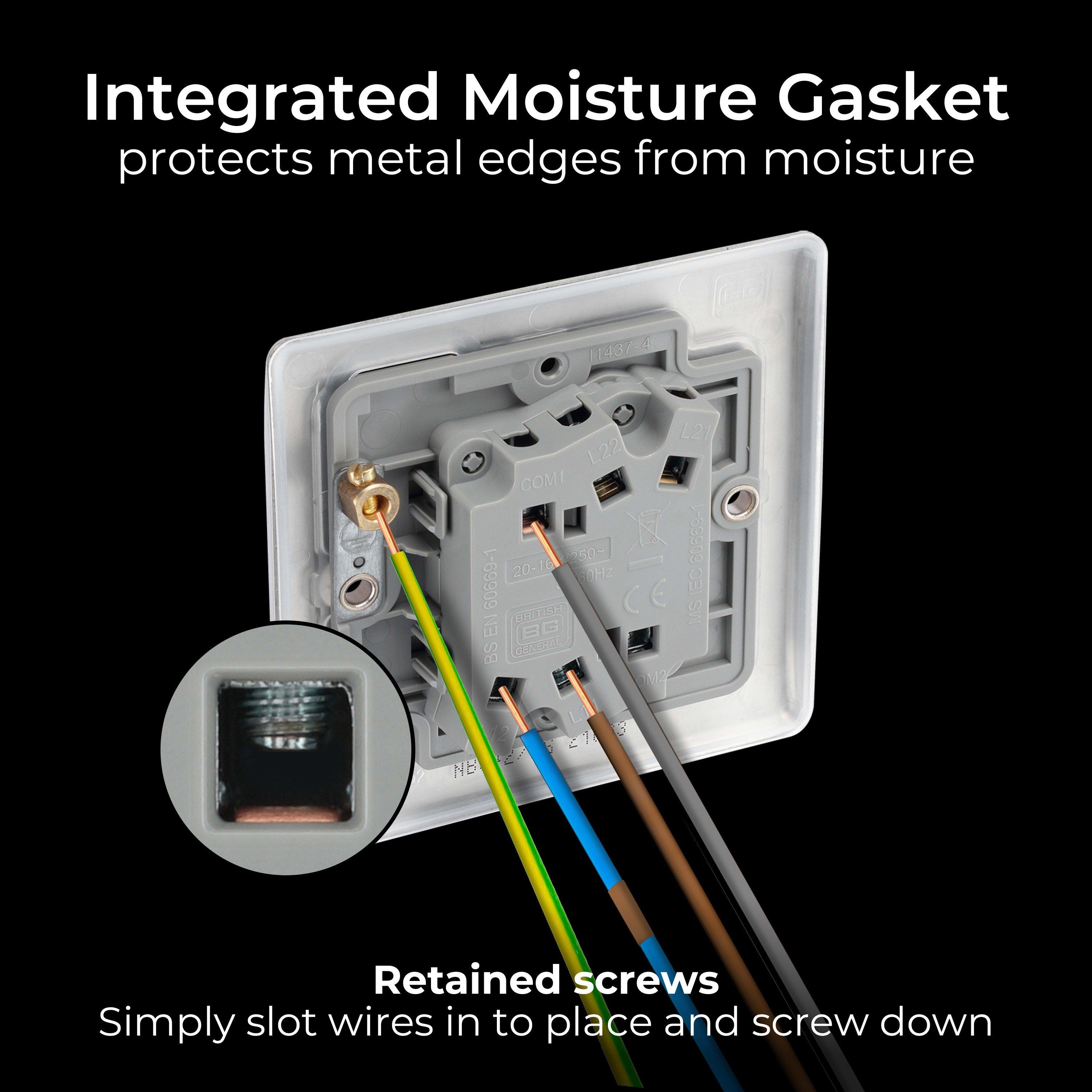 Brushed Steel - Luceco - BG Nexus Metal Double Light Switch Brushed Steel - 7