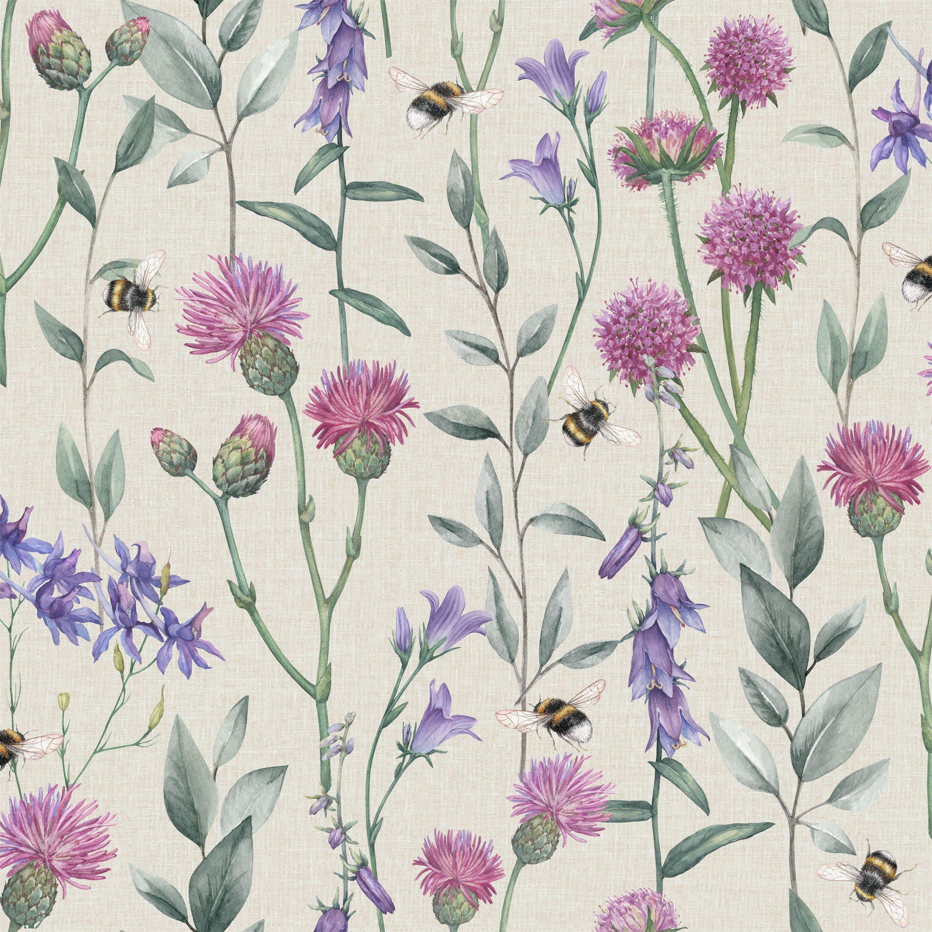 Arthouse  Bumblebee Meadow Wallpaper Neutral