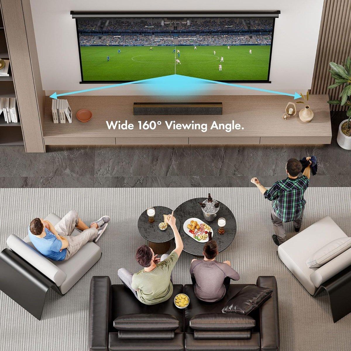 White - VonHaus - 100 Inch Pull Down Projector Screen - 6