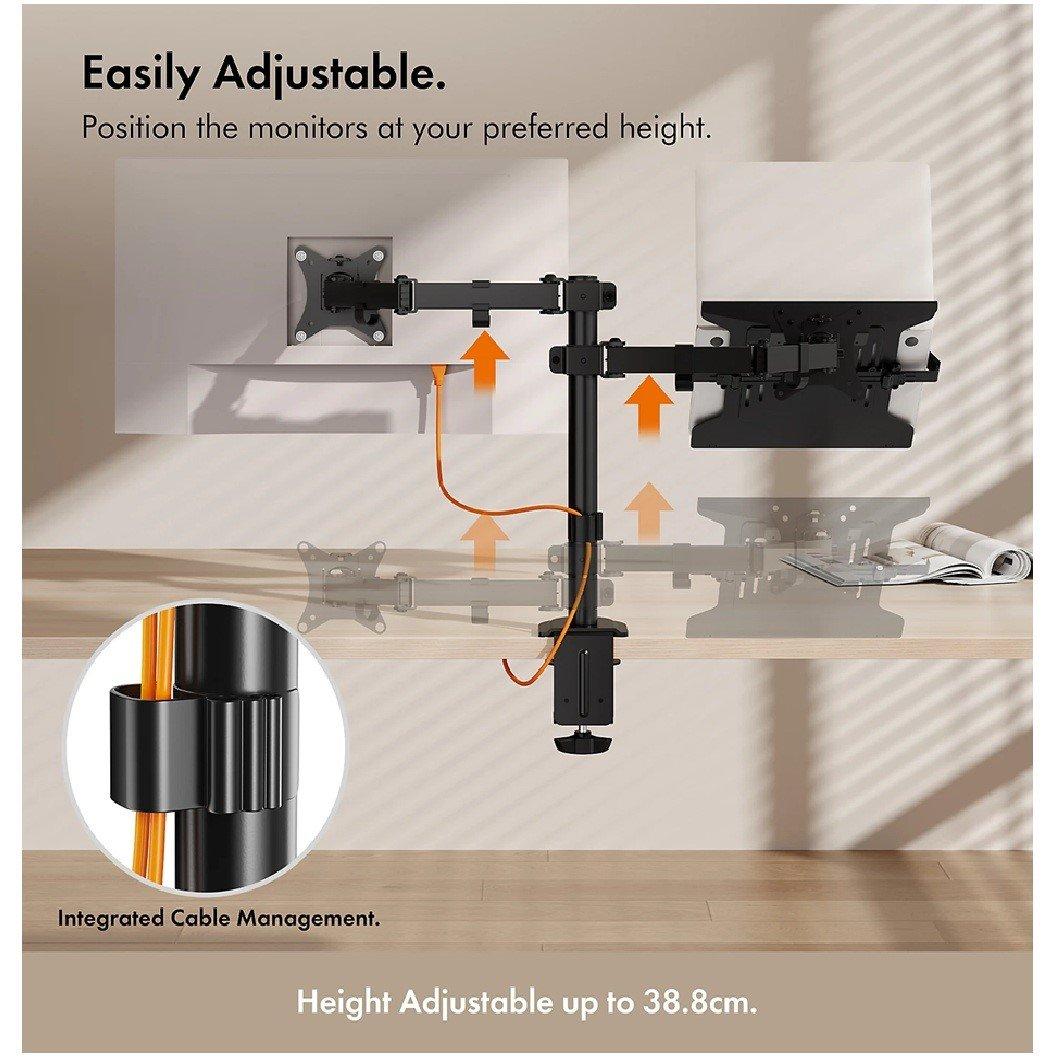 Black - VonHaus - Monitor Mount & Laptop and Tablet Shelf - 4