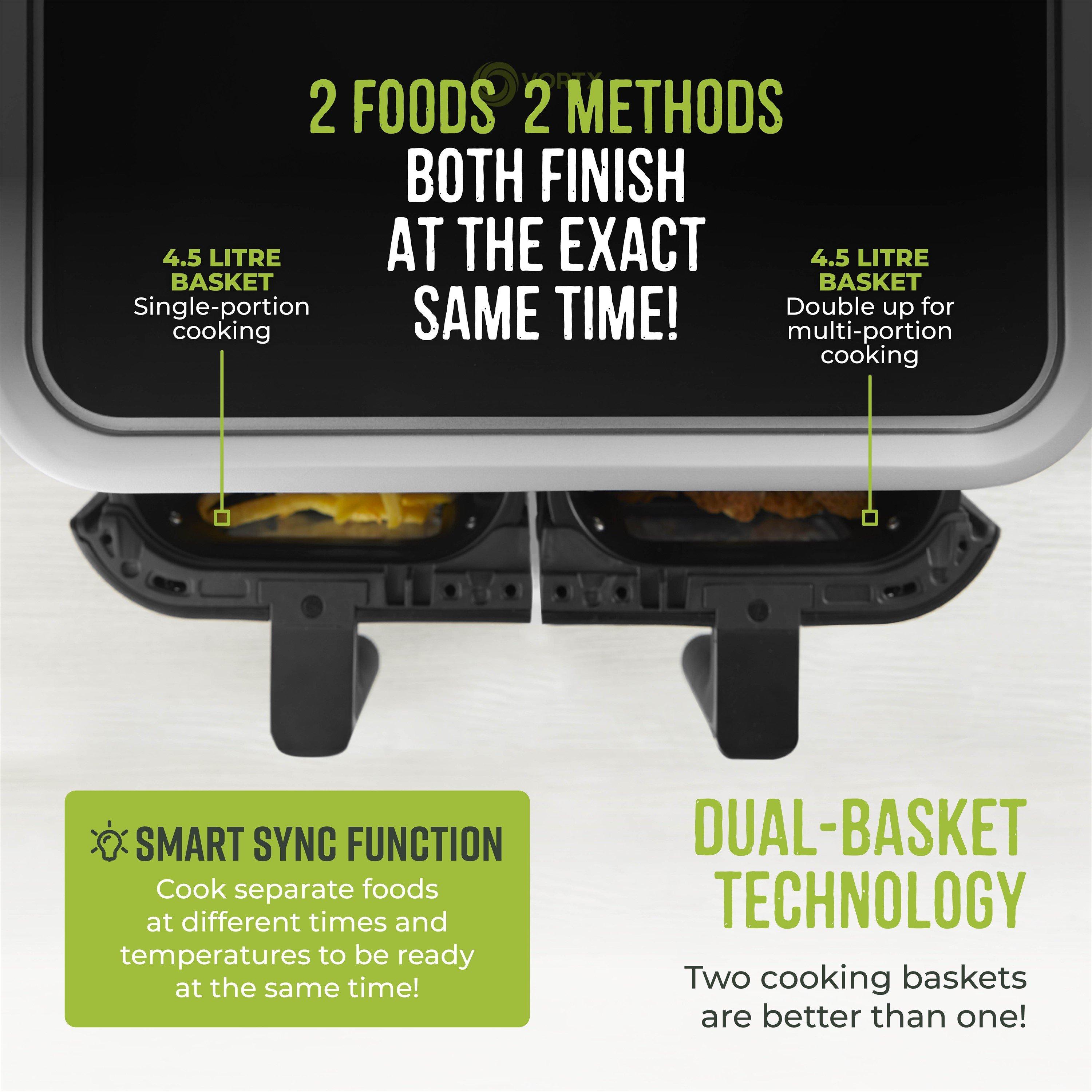 Black - Tower - Vortx 9L Vizion Dual Air Fryer Digital Black - 4