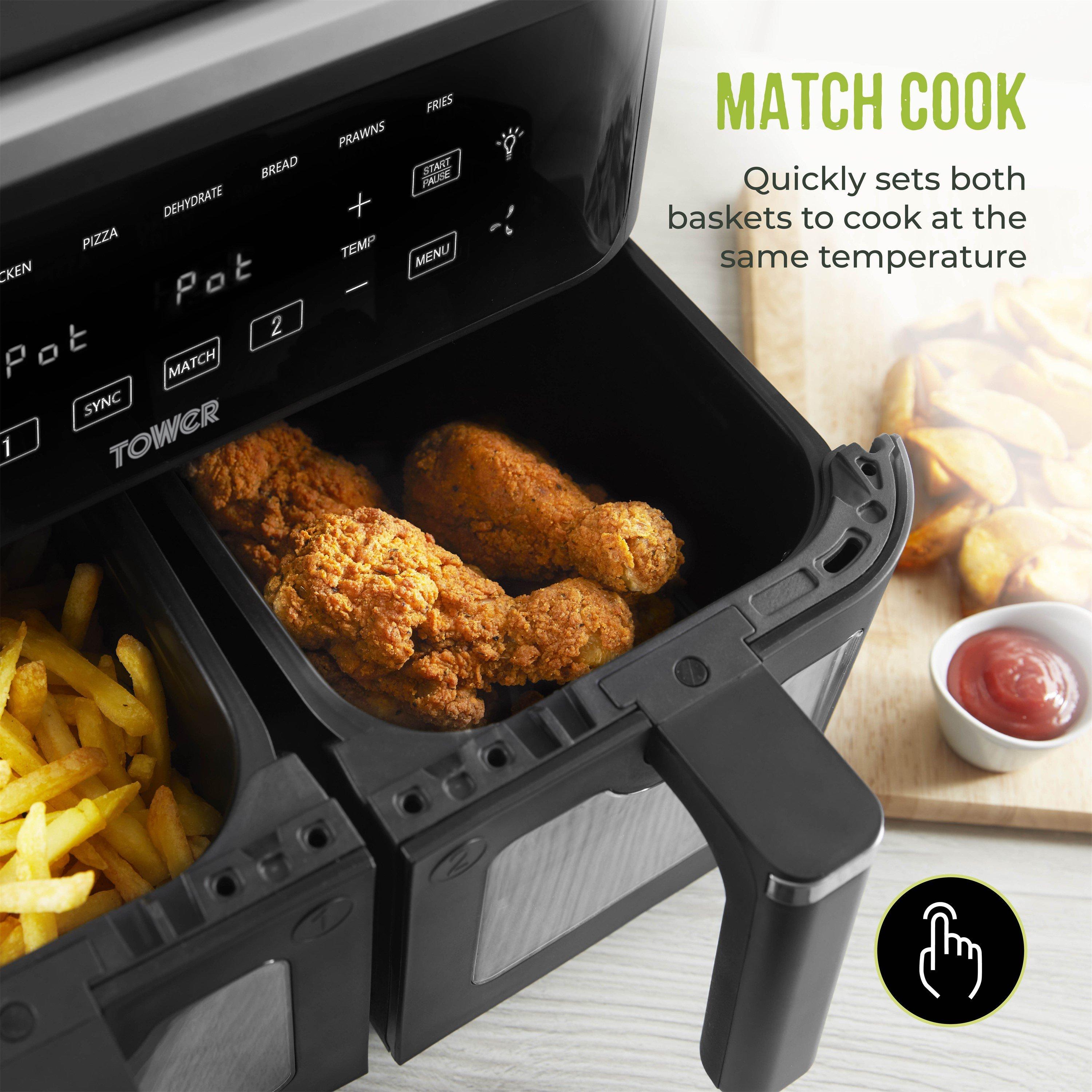 Black - Tower - Vortx 9L Vizion Dual Air Fryer Digital Black - 6