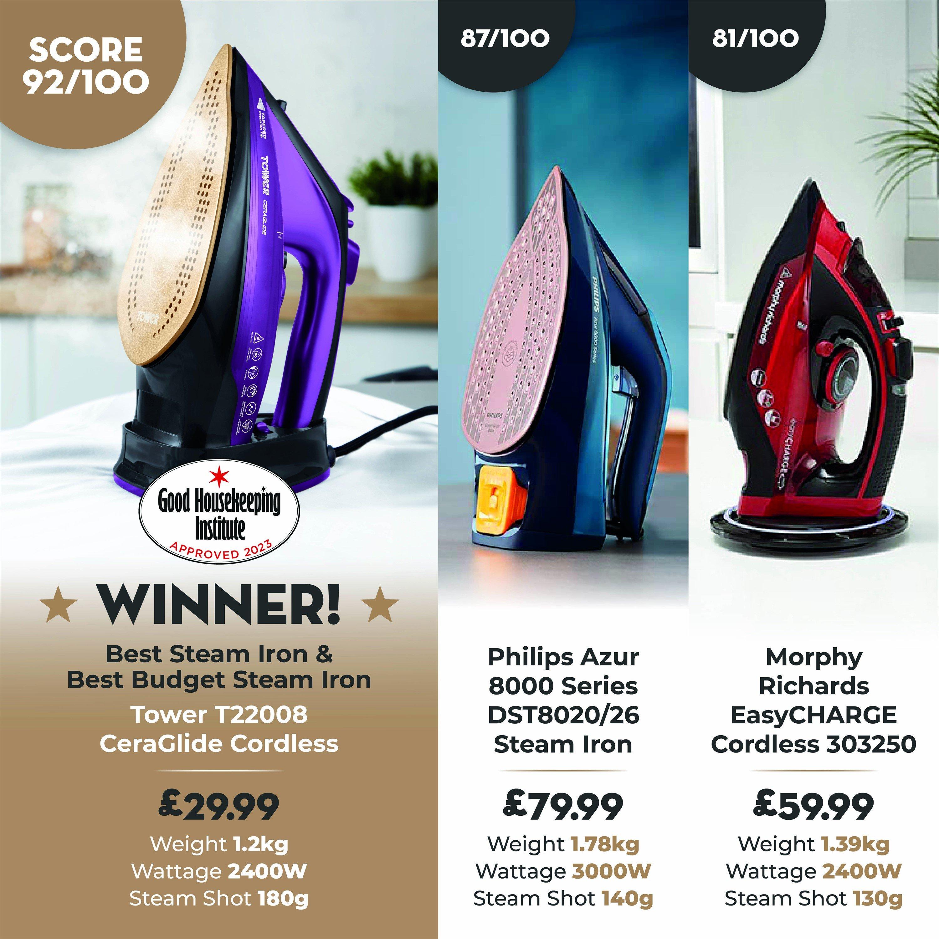 Purple - Tower - CeraGlide 2400W Cord Cordless Steam Iron - 2