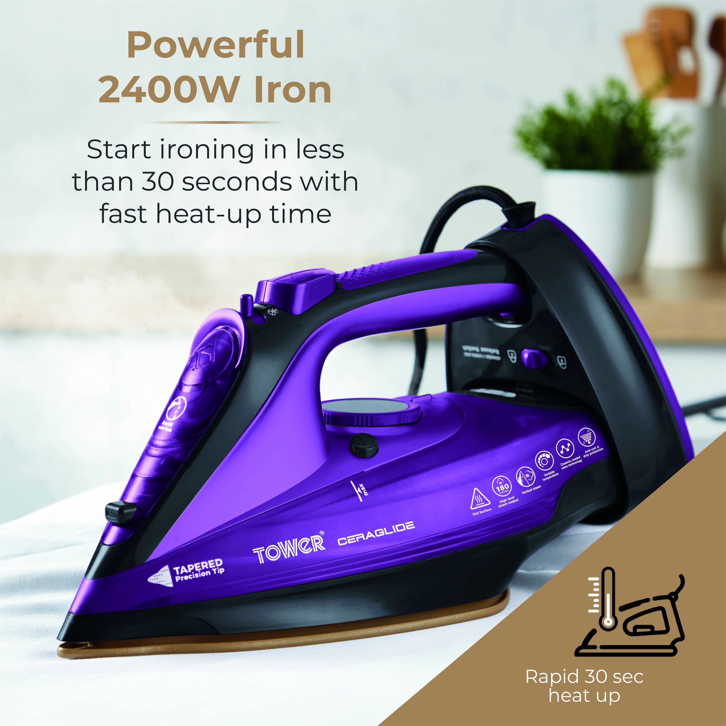Purple - Tower - CeraGlide 2400W Cord Cordless Steam Iron - 7