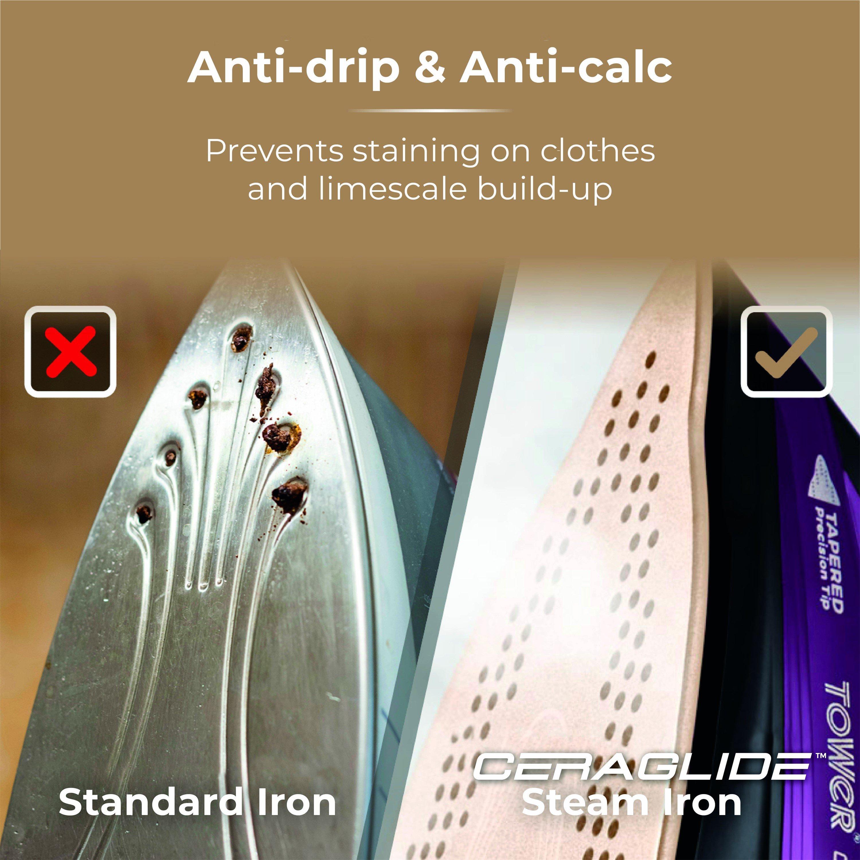 Purple - Tower - CeraGlide 2400W Cord Cordless Steam Iron - 9
