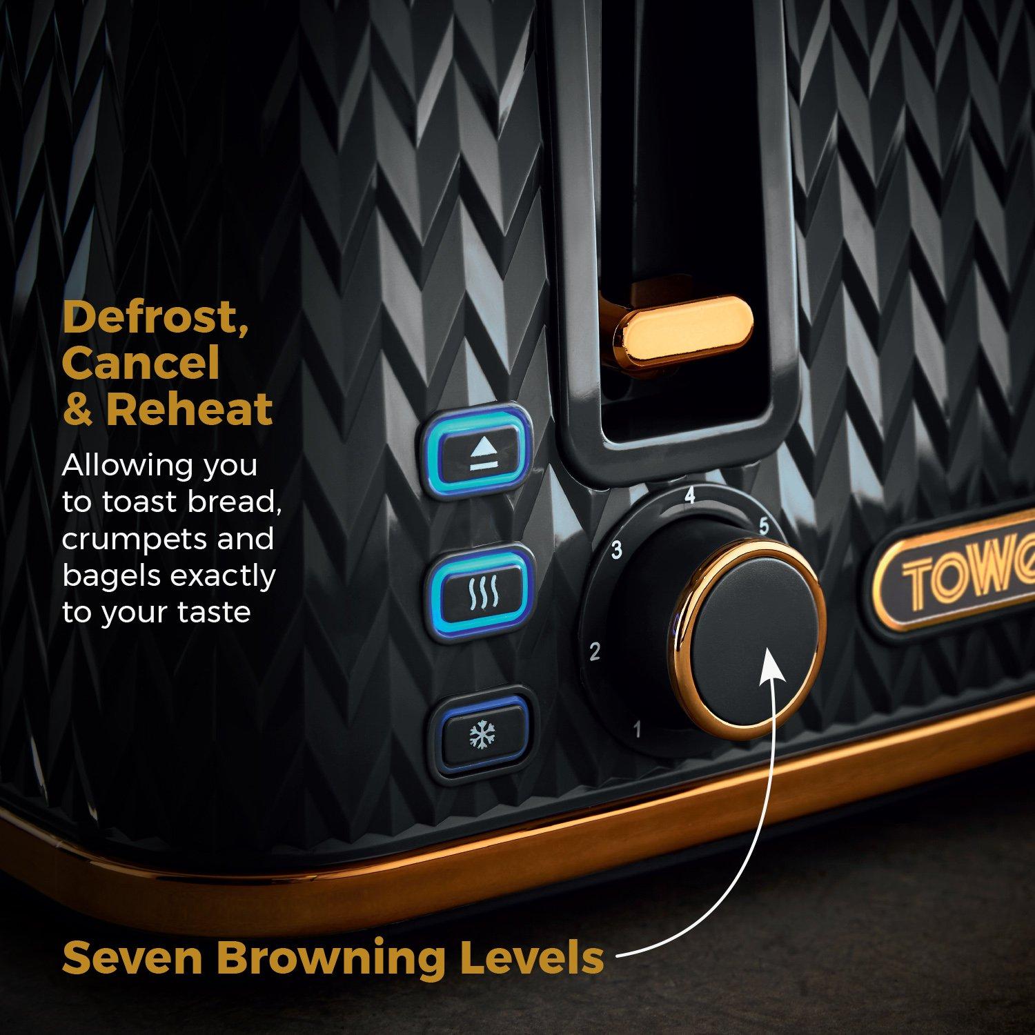 Black - Tower - Empire 3KW 1.7L Kettle and Empire 4 Slice Toaster - 4