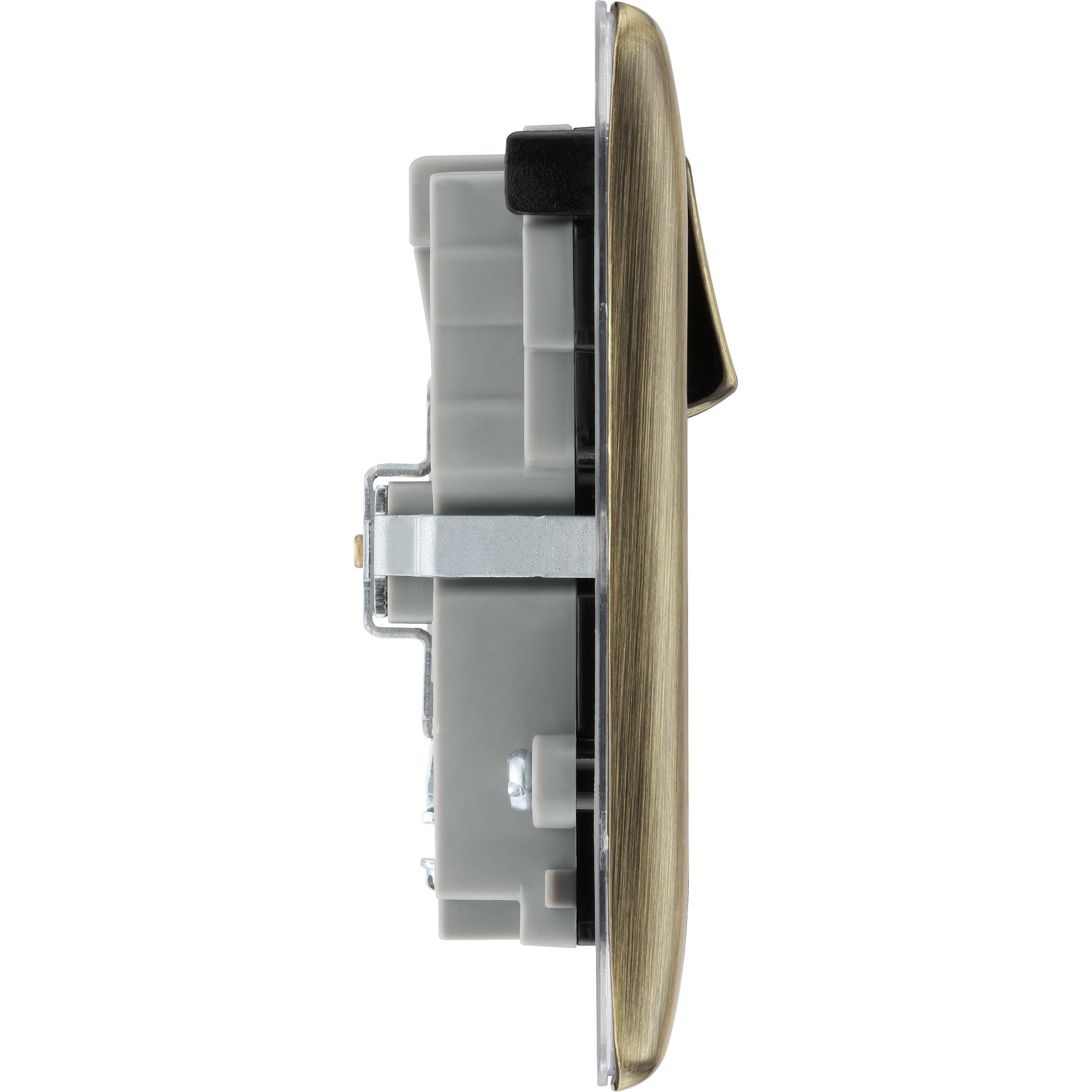 Antique Brass - BG - BG Nexus Metal Double Light Switch Brushed Steel - 2