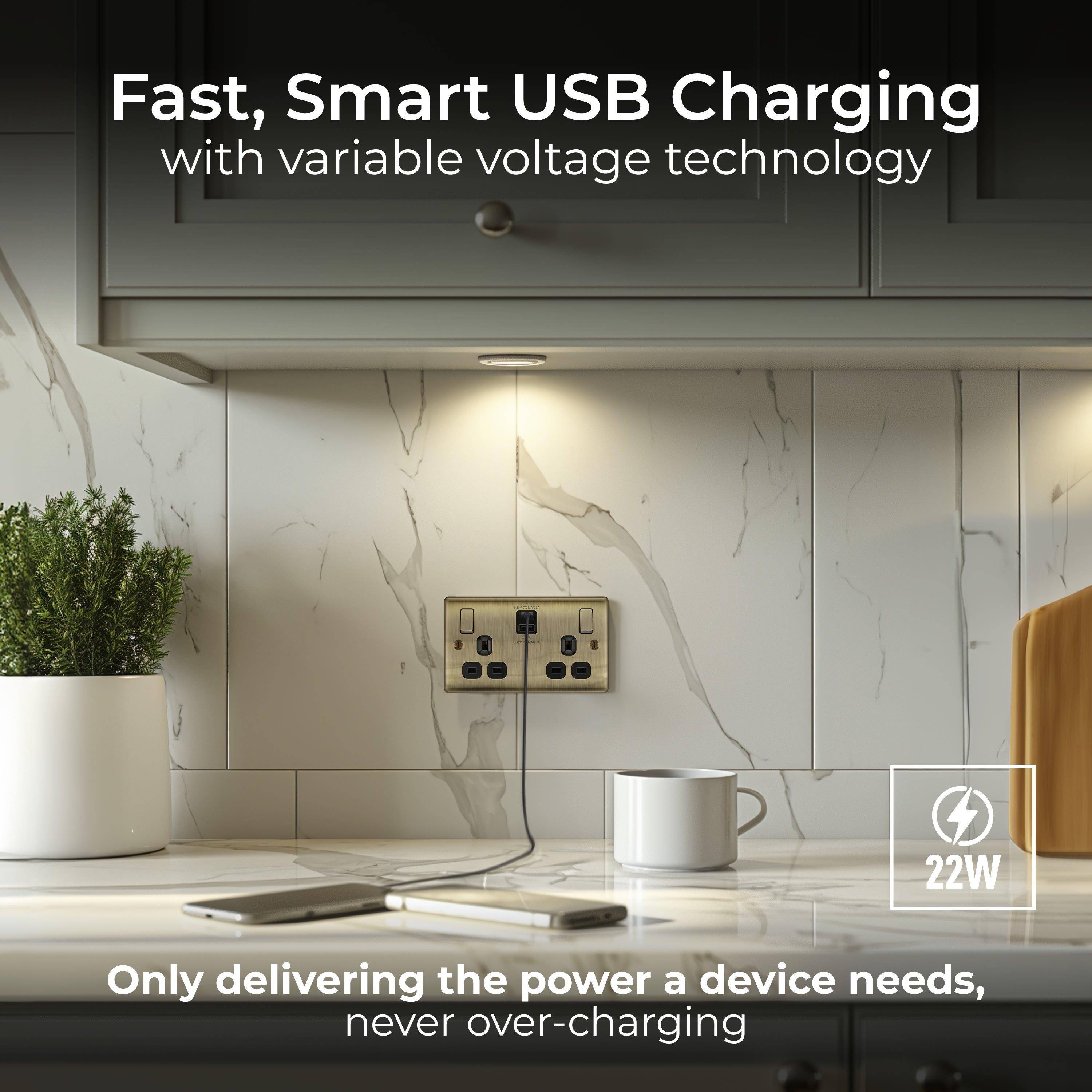 Antique Brass - BG - BG Nexus Metal Double Light Switch Brushed Steel - 3