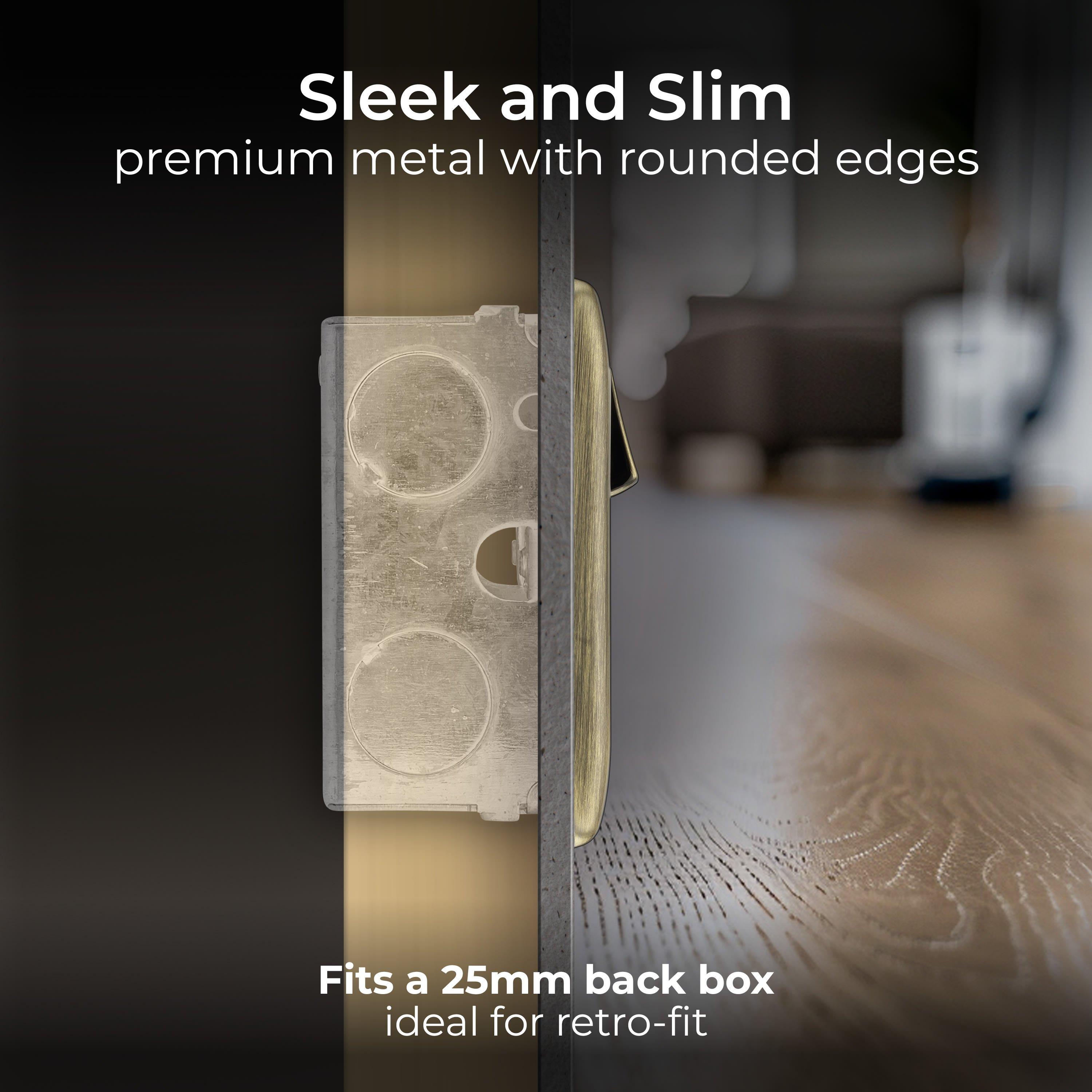 Antique Brass - BG - BG Nexus Metal Double Light Switch Brushed Steel - 6