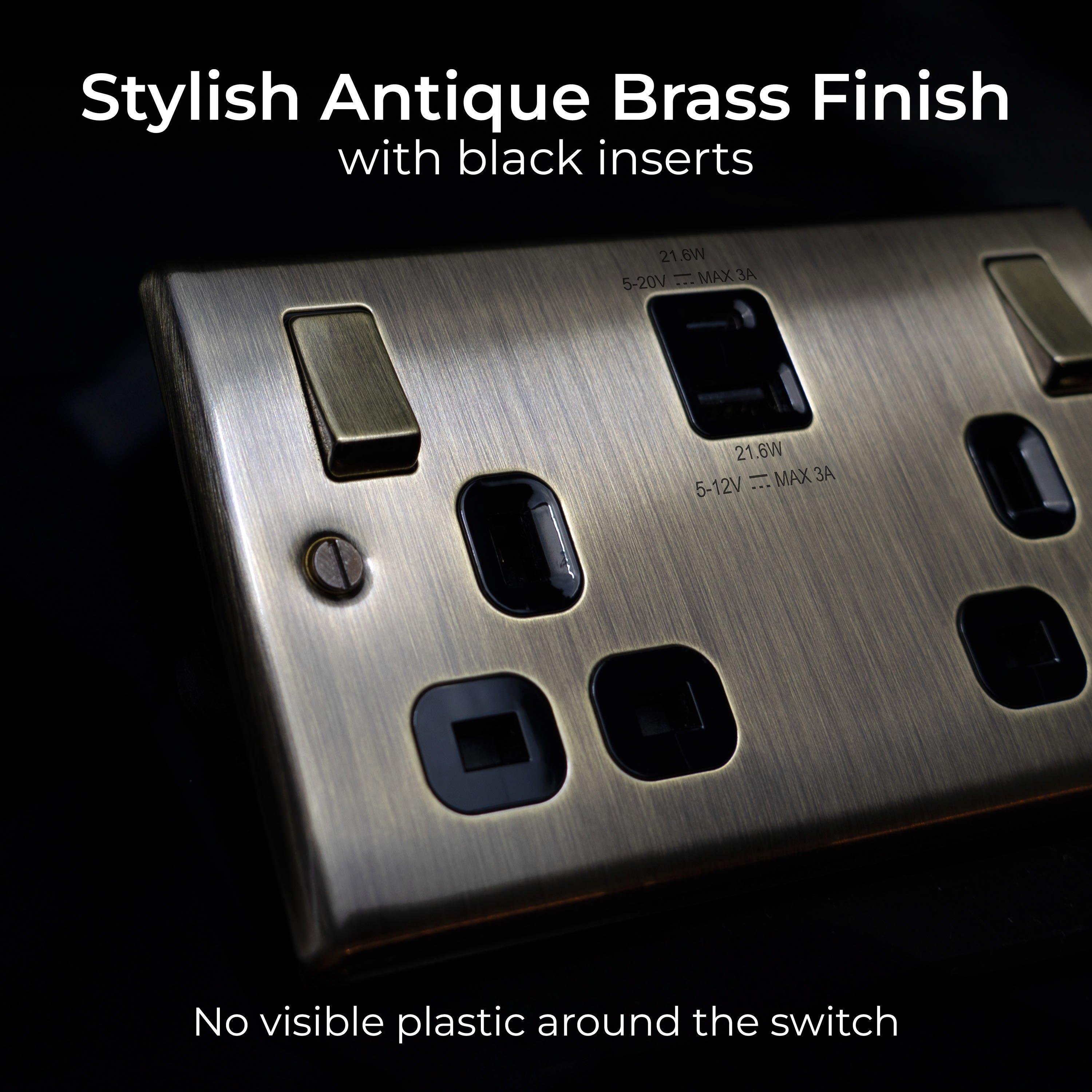 Antique Brass - BG - BG Nexus Metal Double Light Switch Brushed Steel - 7