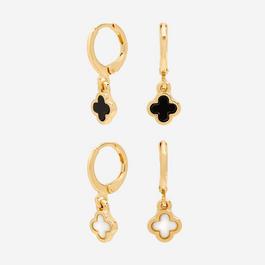 Mood Crystal Mother Of Pearl And Black Clover earrings