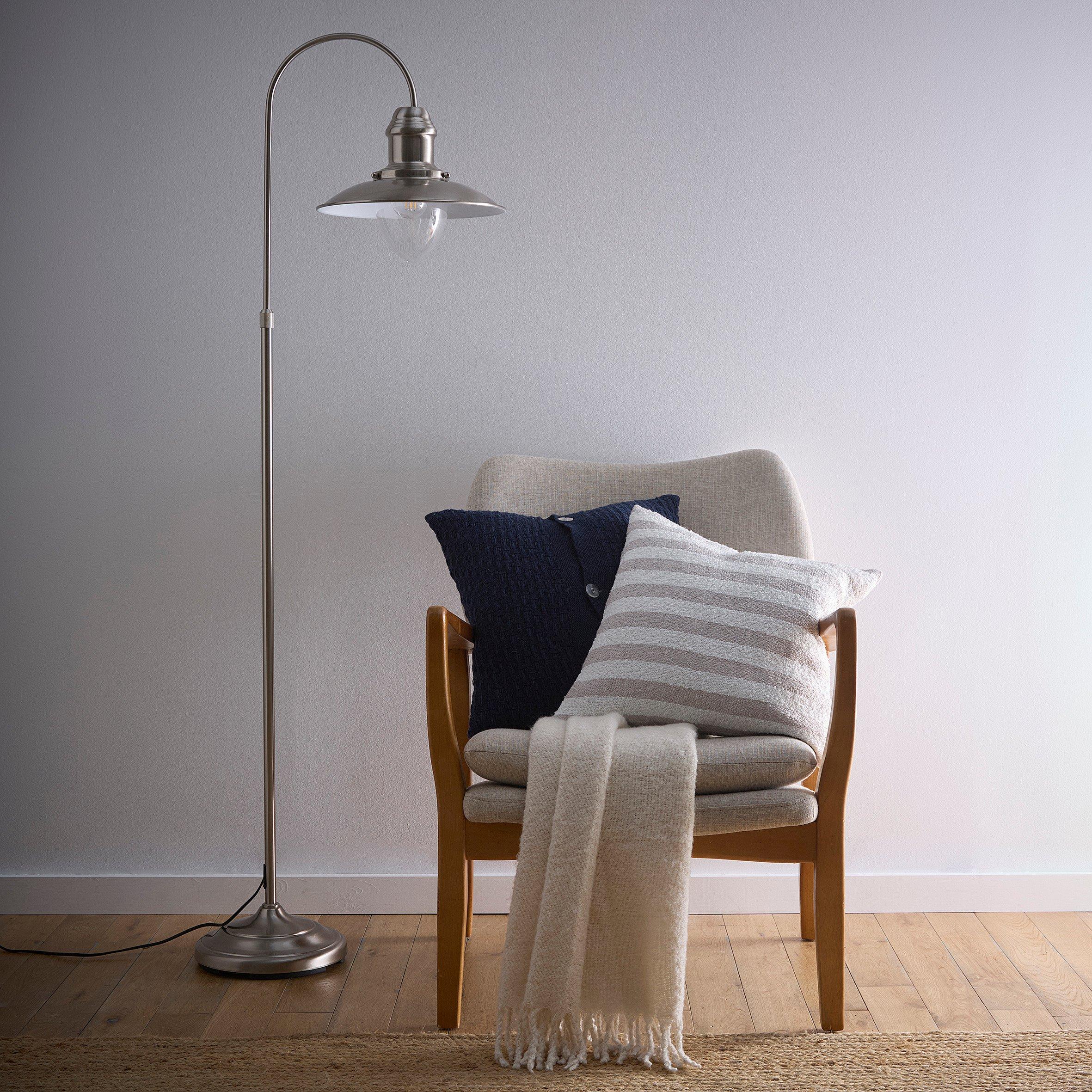 K Living  Chester Fisherman Floor Lamp Satin Nickel