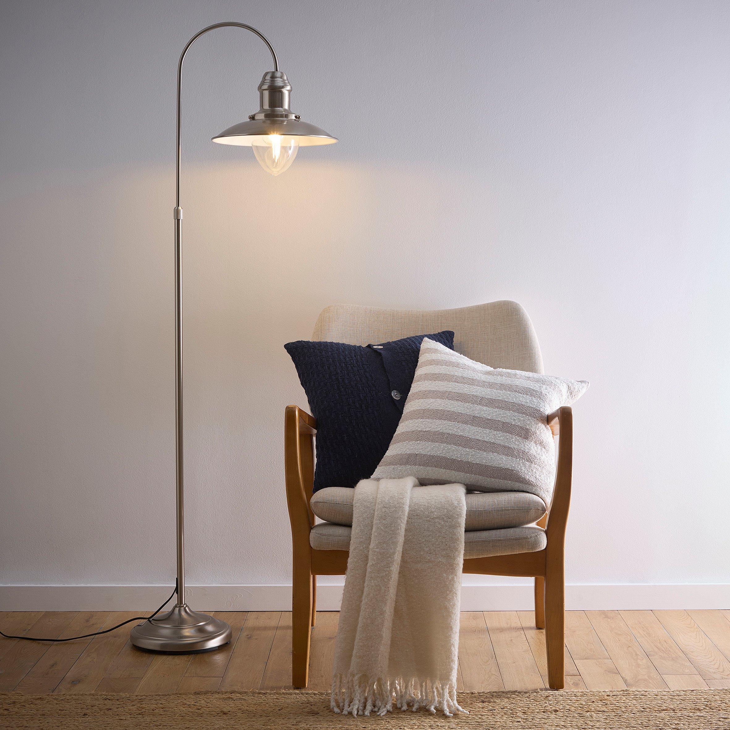 Satin Nickel - K Living - Chester Satin Nickel Fisherman Floor Lamp - 2