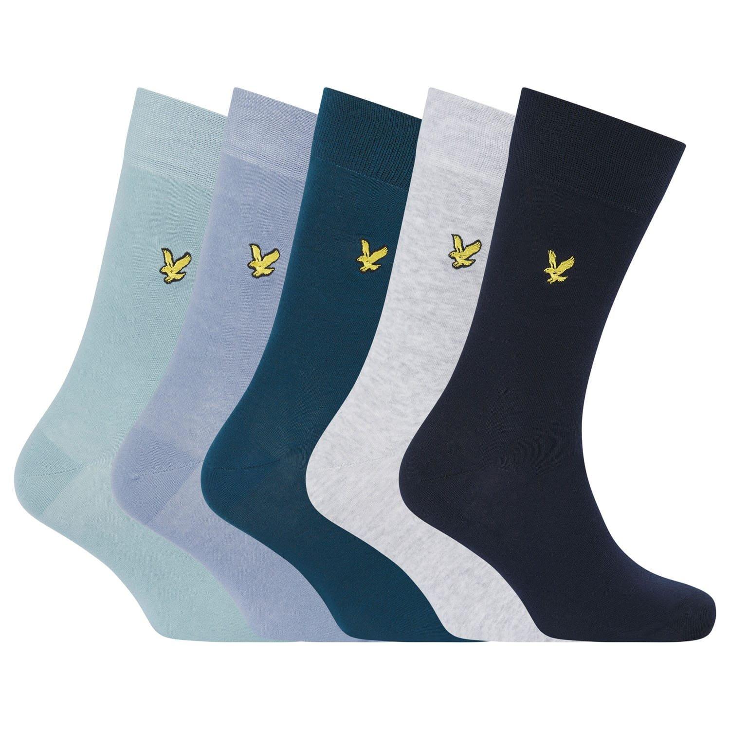 Blue - Lyle and Scott - 5 Pack of Plain Core Socks
