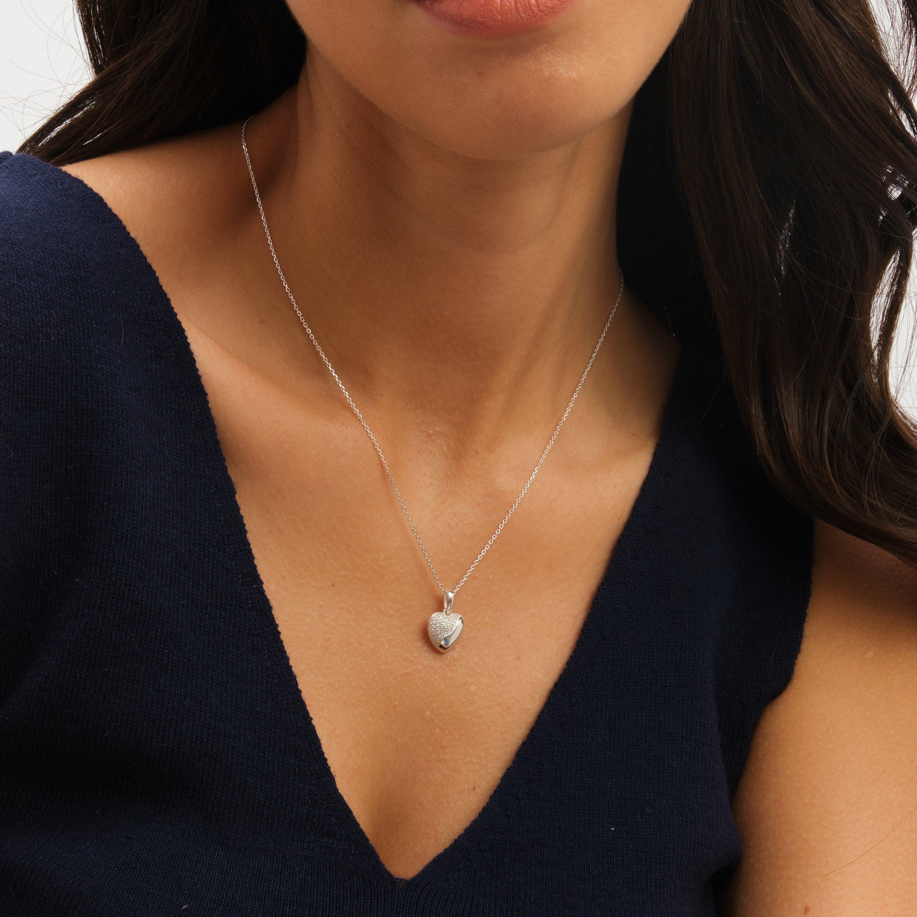 Silver - Simply Silver - Sterling Silver 925 Polished Micro Pave Pendant - 2