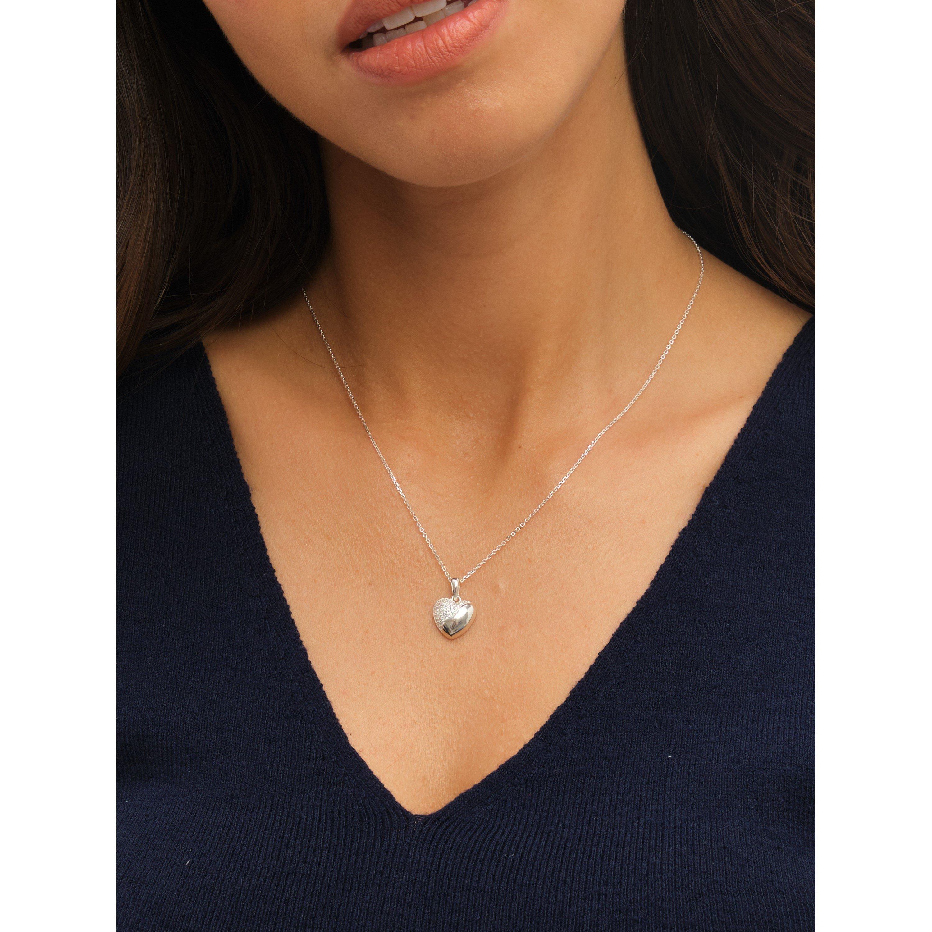 Silver - Simply Silver - Sterling Silver 925 Polished Micro Pave Pendant - 4