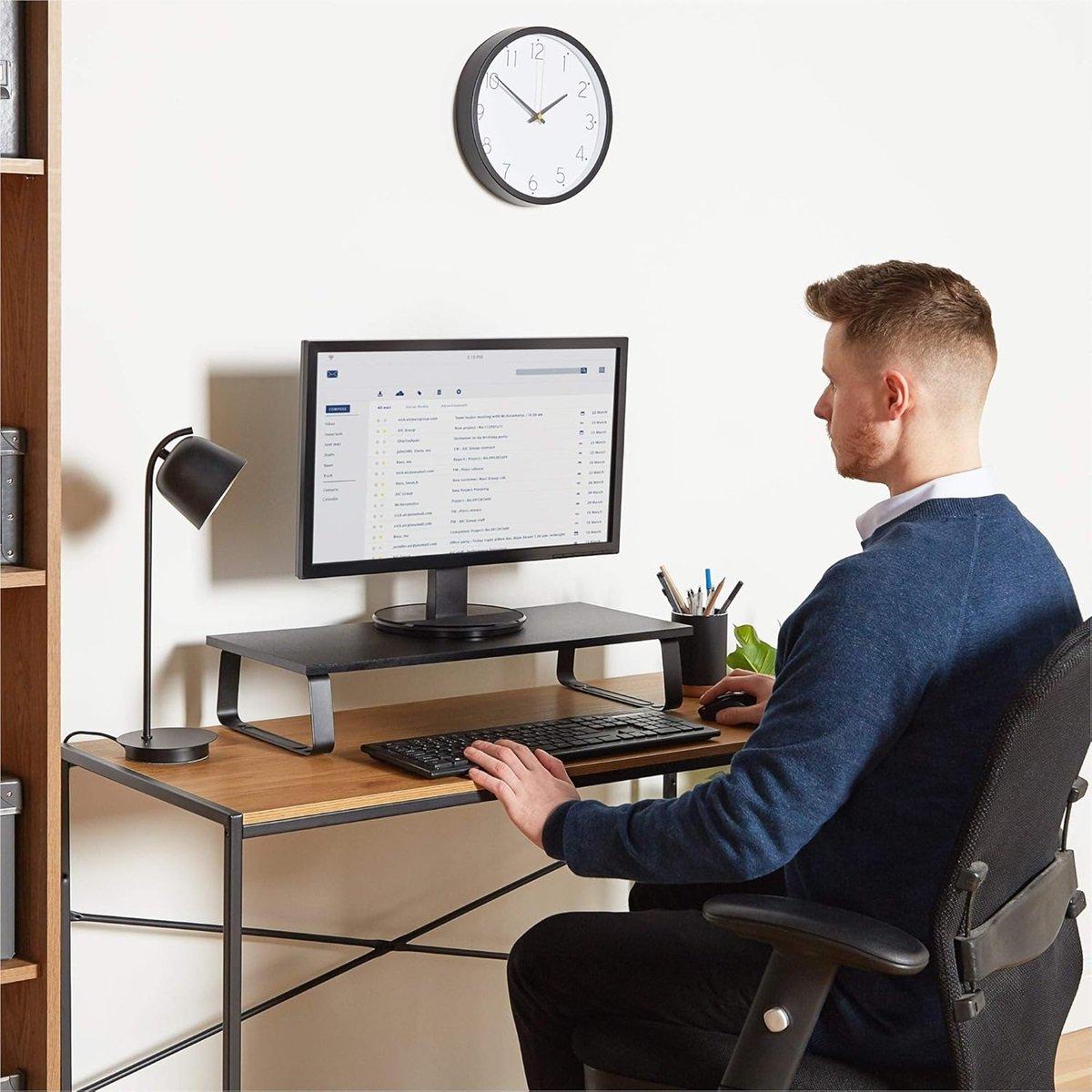 Black - VonHaus - Black Monitor Stand - 2