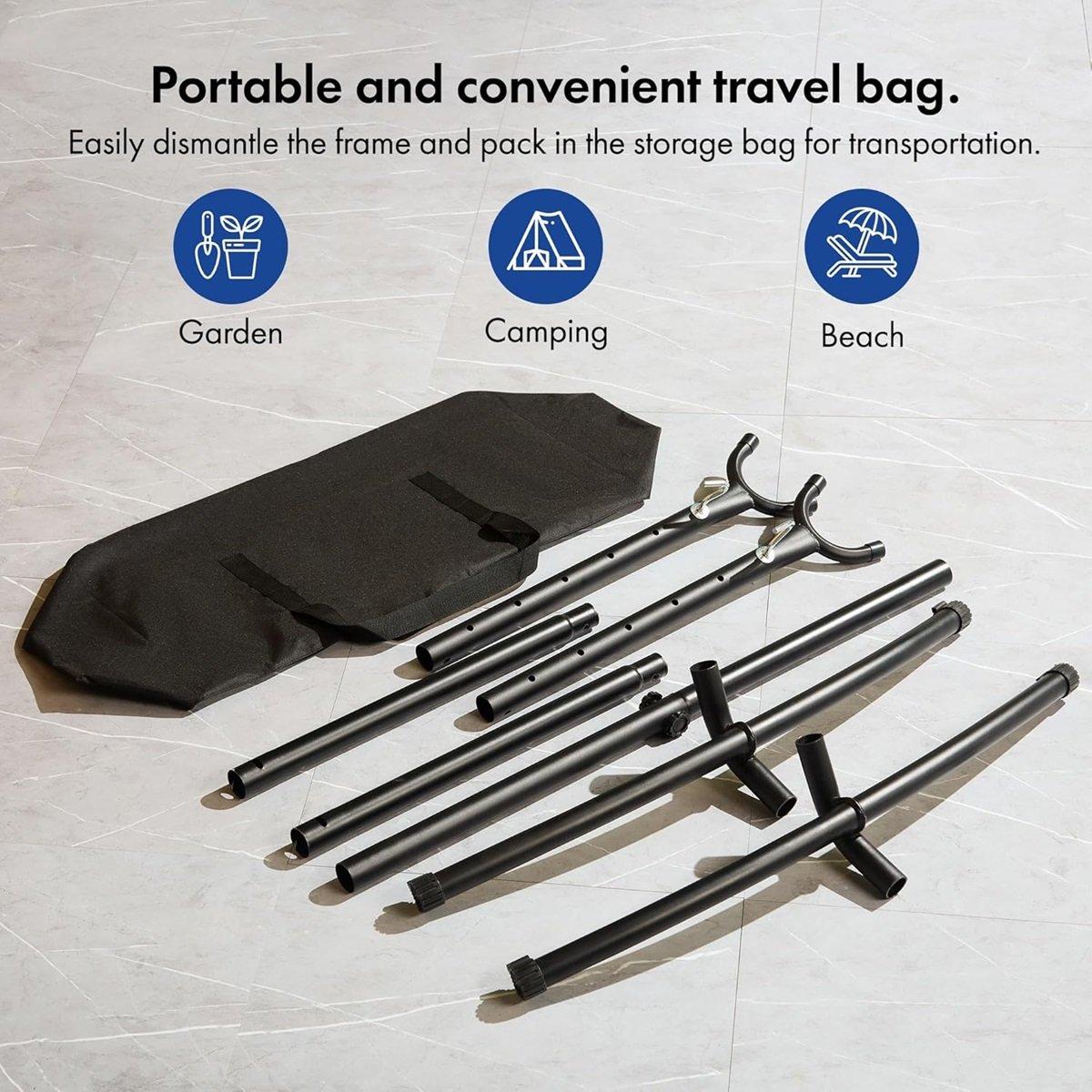 Blue - VonHaus - Ibiza Blue & Red Hammock with Stand - 4