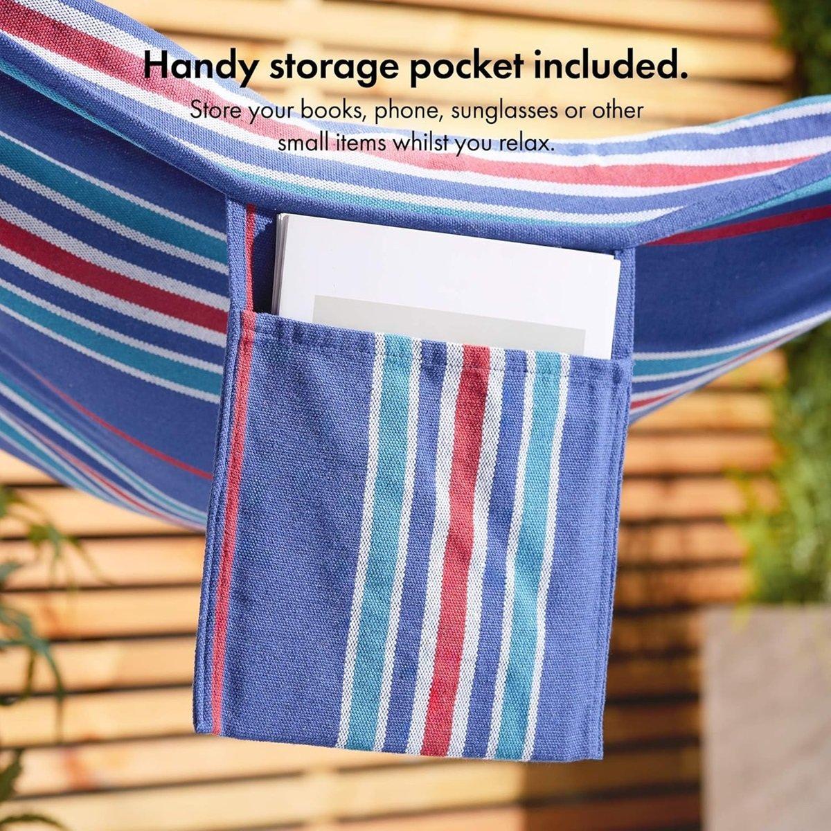 Blue - VonHaus - Ibiza Blue & Red Hammock with Stand - 6