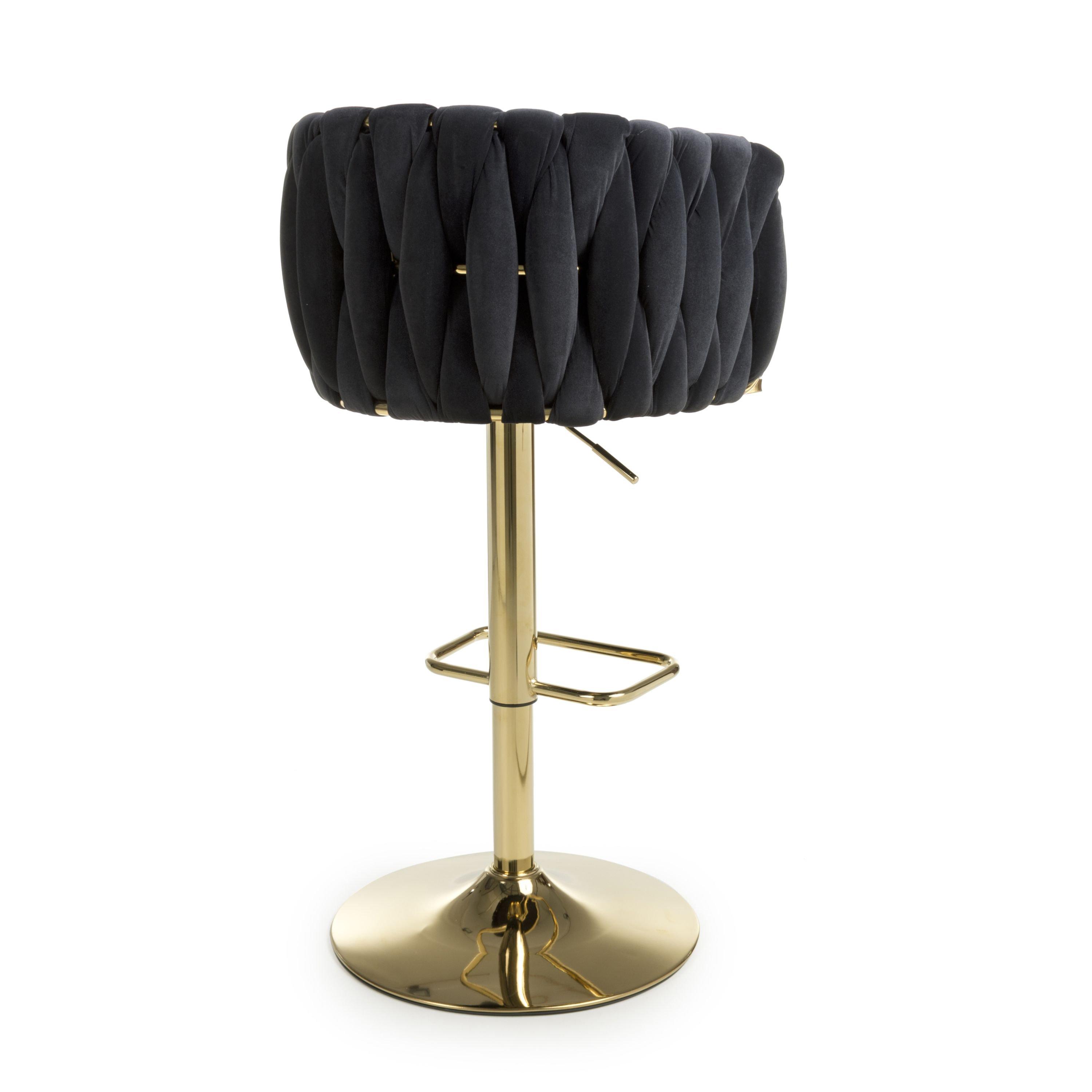 Black - Shankar - Bellaire Brushed Velvet Black Bar Stool - 2